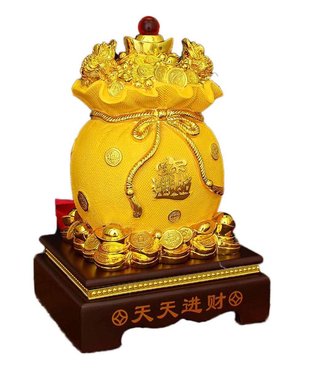 JLDN Gold Resin Wealth & Luck Figurine - 21cmx17.7cmx33cm Home Decor Sculpture for Living Room, Office Desk | Feng Shui Collectible Statue for Prosperity & Home Decoration