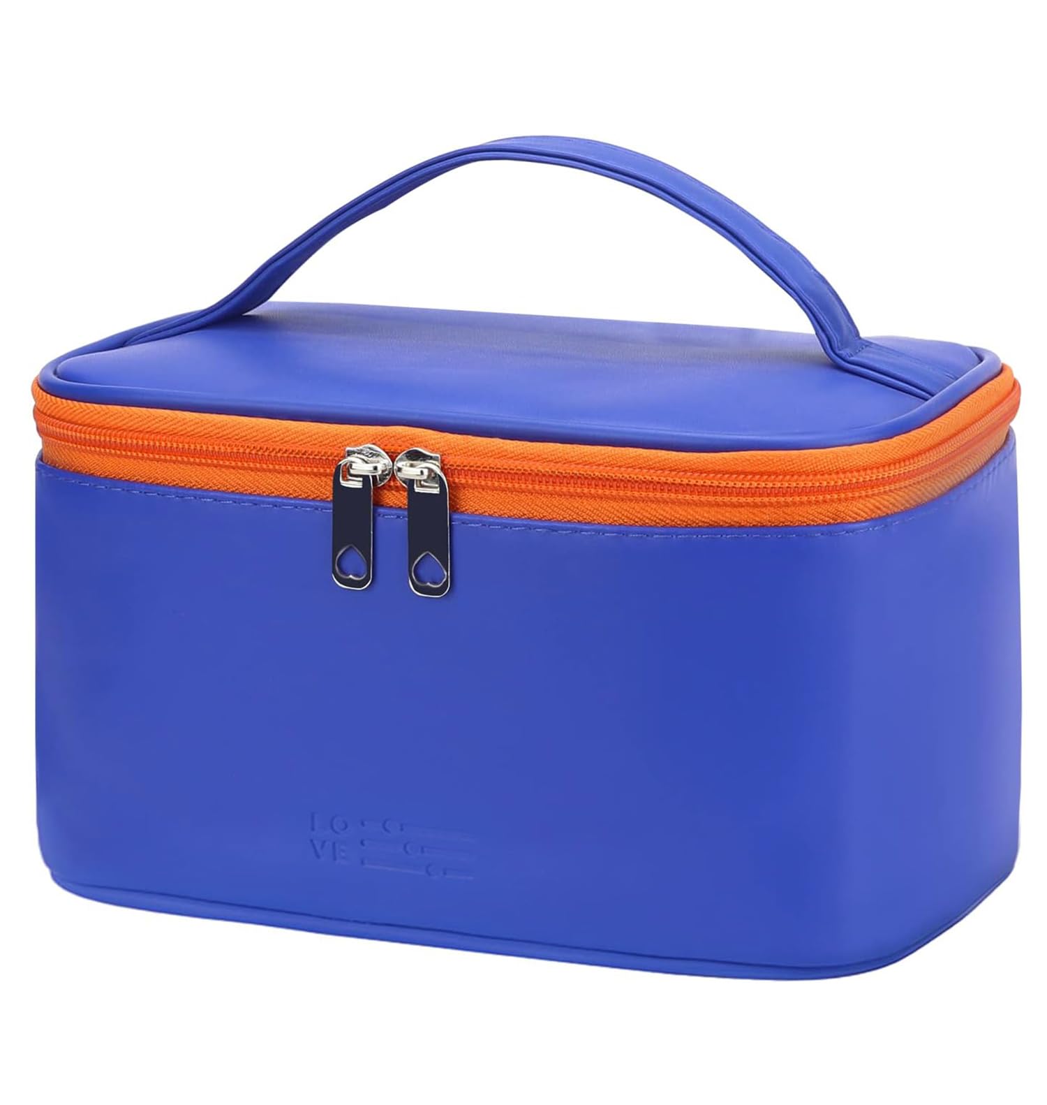 **House of Quirk Large Makeup Travel Bag for Women – Waterproof PU Leather Cosmetic Organizer with Zipper Pouch (Dark Blue) – Perfect for Travel, Gym & Daily Essentials Storage**