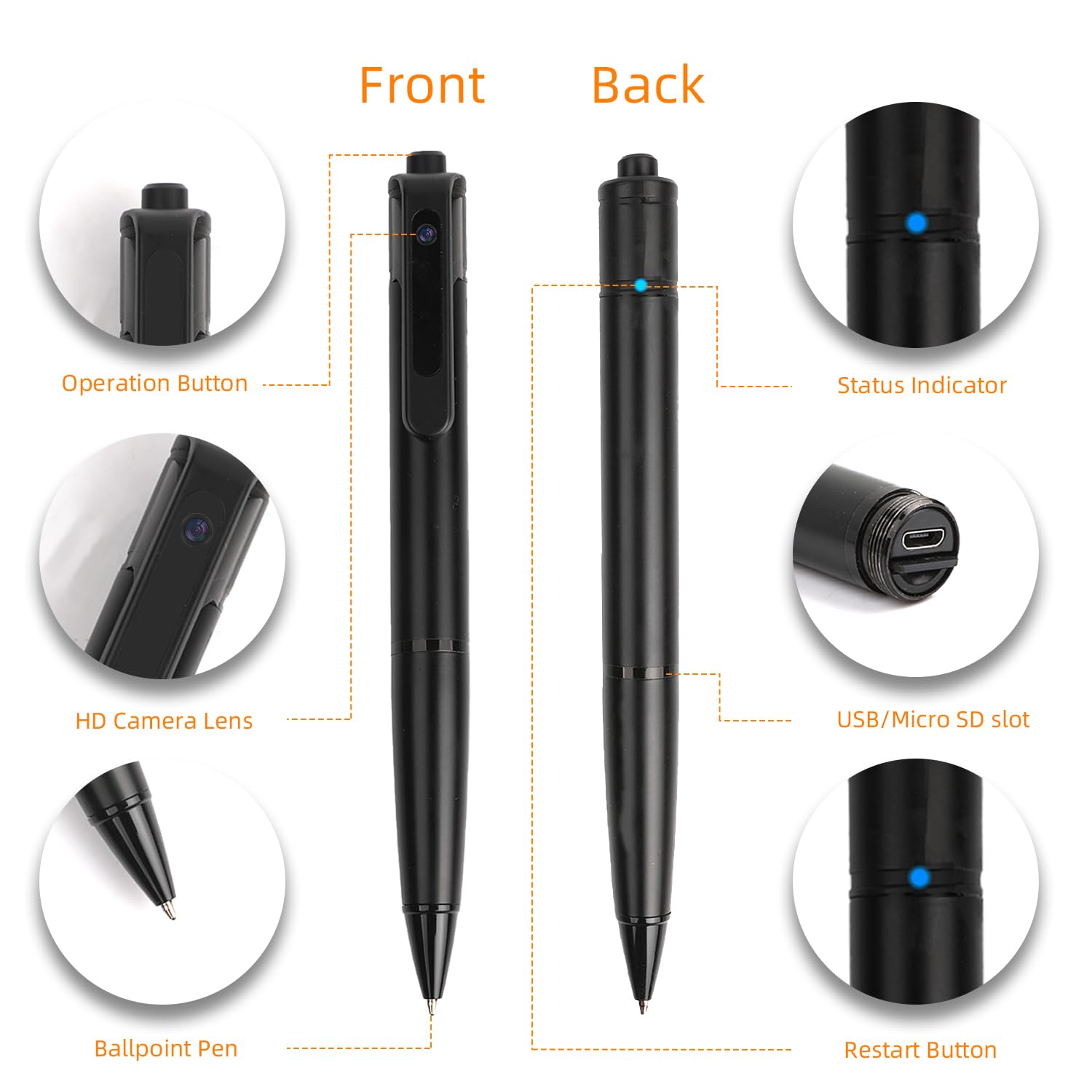 4K HD Surveillance Camera with 64GB Storage - Mini Body Worn Cam, Nanny Cam & Pocket Video Recorder for Home Security, Business Meetings, Classroom Learning & Outdoor Activities
