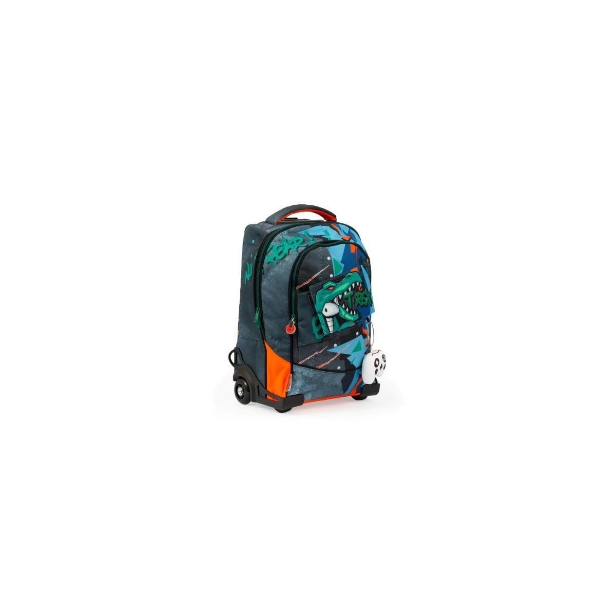 GO POP Rolling Backpack for Kids - 3 Interchangeable Front Graphics & Pop-Up Design, 2 Zippered Compartments, Padded Shoulder Straps - Ideal for Elementary & Middle School Students - Perfect for School, Travel, and Daily Commute