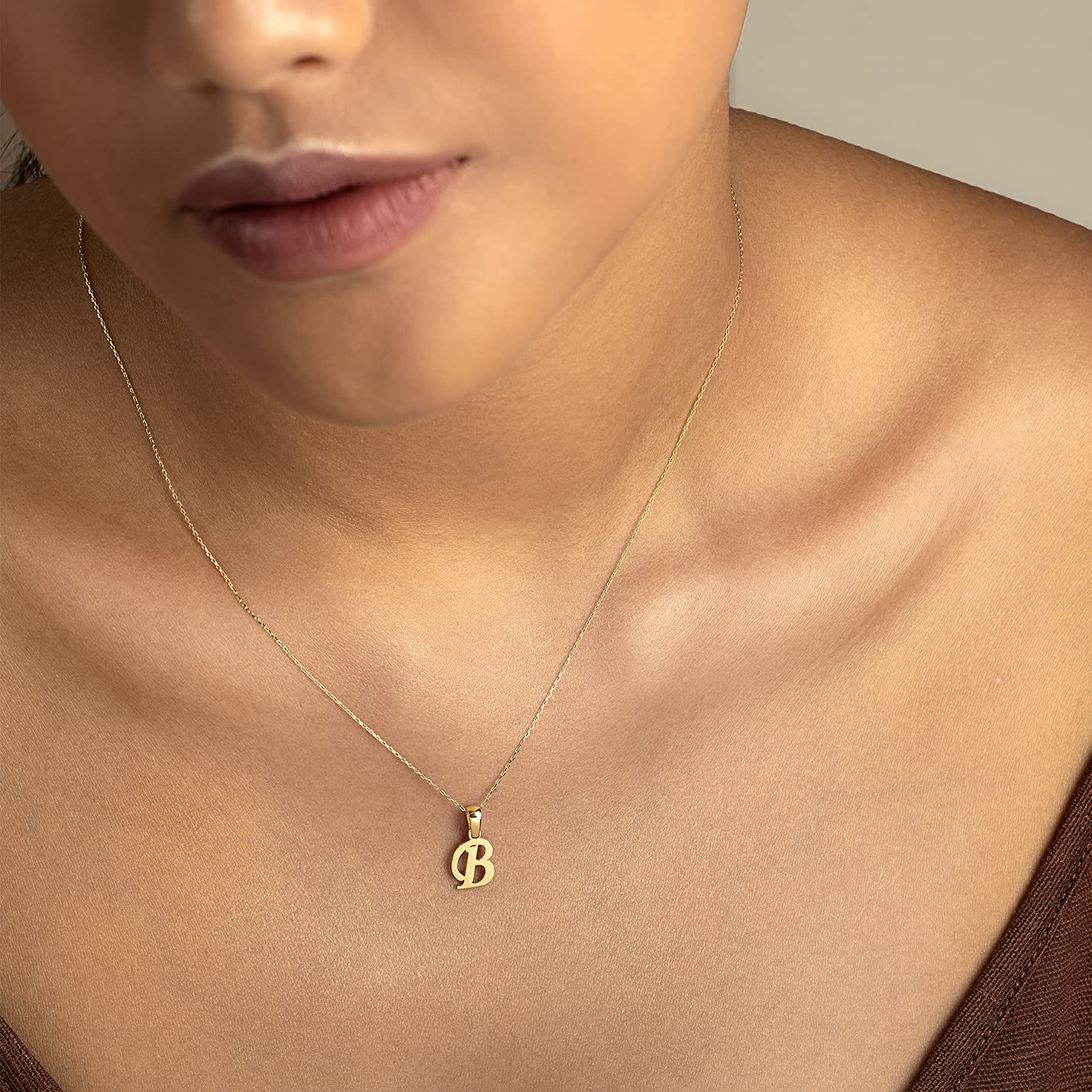 14K Solid Gold Custom Initial Necklace for Women - Personalized A-Z Letter Pendant with 18