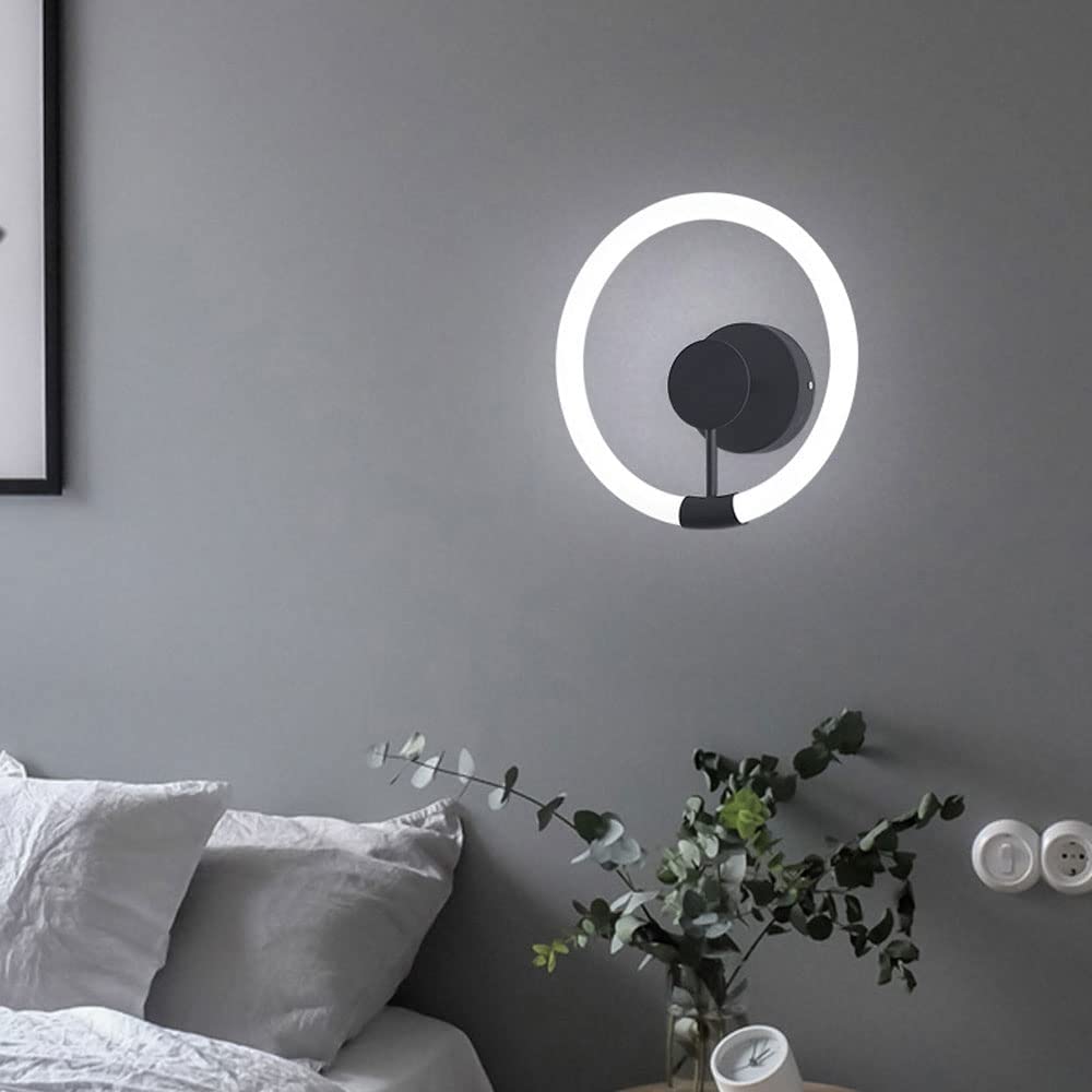 Modern LED Wall Sconce Lamp - 10W Energy Saving Wall Light Fixture for Living Room, Bedroom, Corridor & Foyer - Nordic Style Headboard & Bedside Lighting (Black) - Perfect for Ambient Lighting and Space-Saving Home Decor
