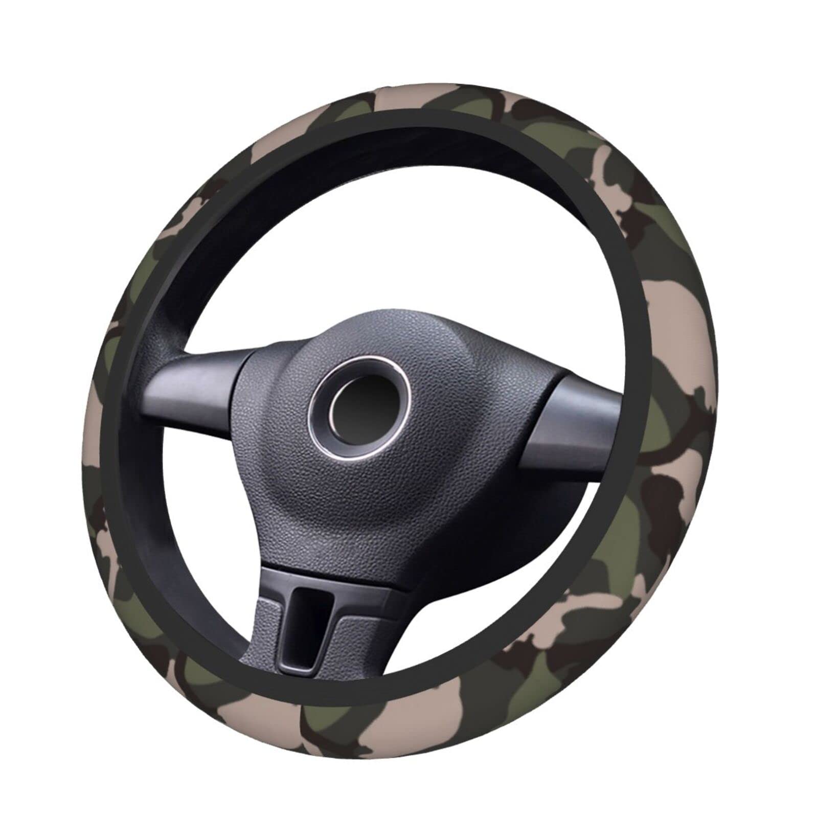 Universal 15 Inch Green Camo Steering Wheel Cover for Cars - Non-Slip Grip, Comfortable Driving Accessory for Women & Men | Perfect for Off-Road Adventures & Daily Commutes