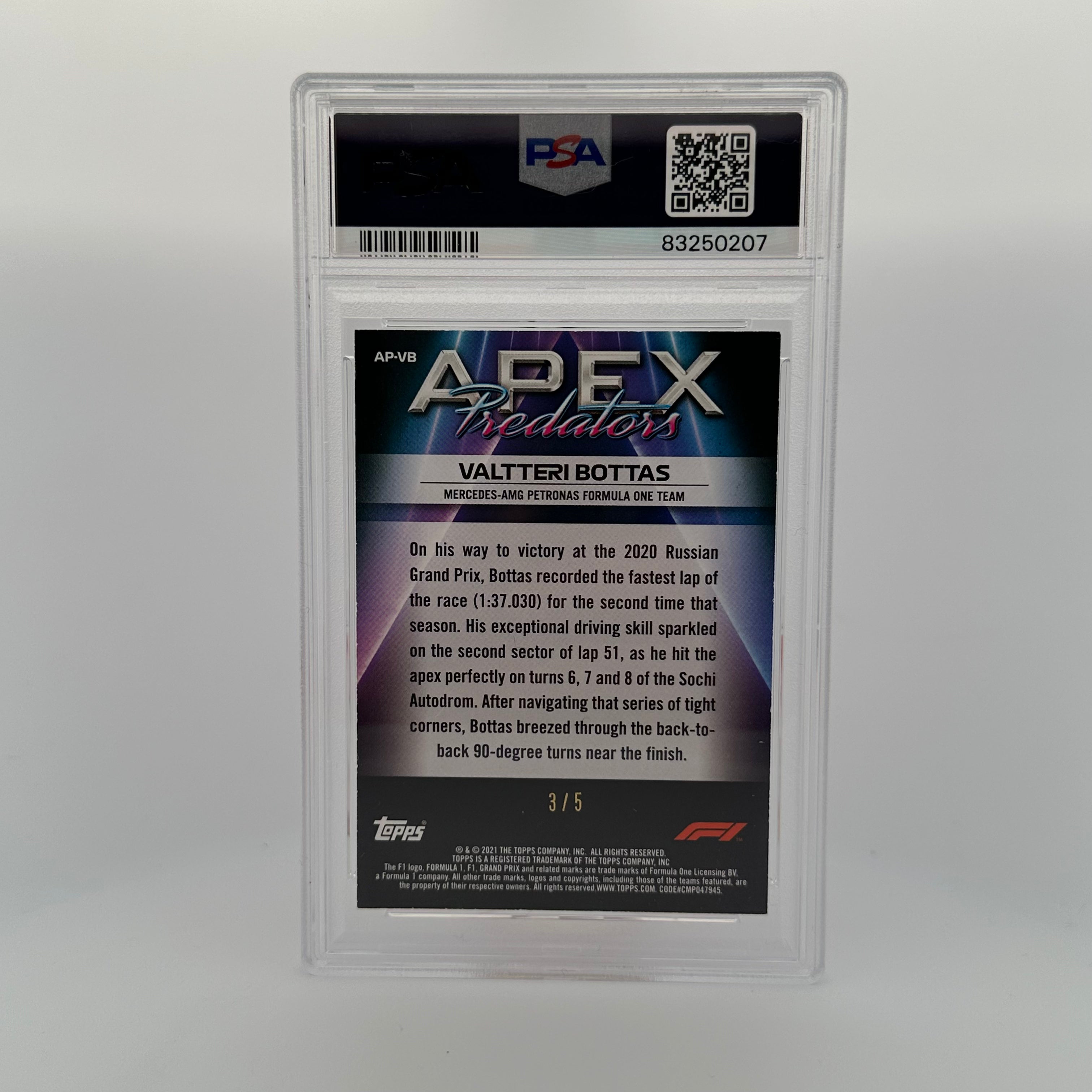 PSA 8 Valtteri Bottas #APVB Apex Predators Red Trading Card - Rare Collectible for F1 Fans, Sports Memorabilia Enthusiasts & Card Investors (Perfect for Display, Gifts, or Portfolio Diversification)