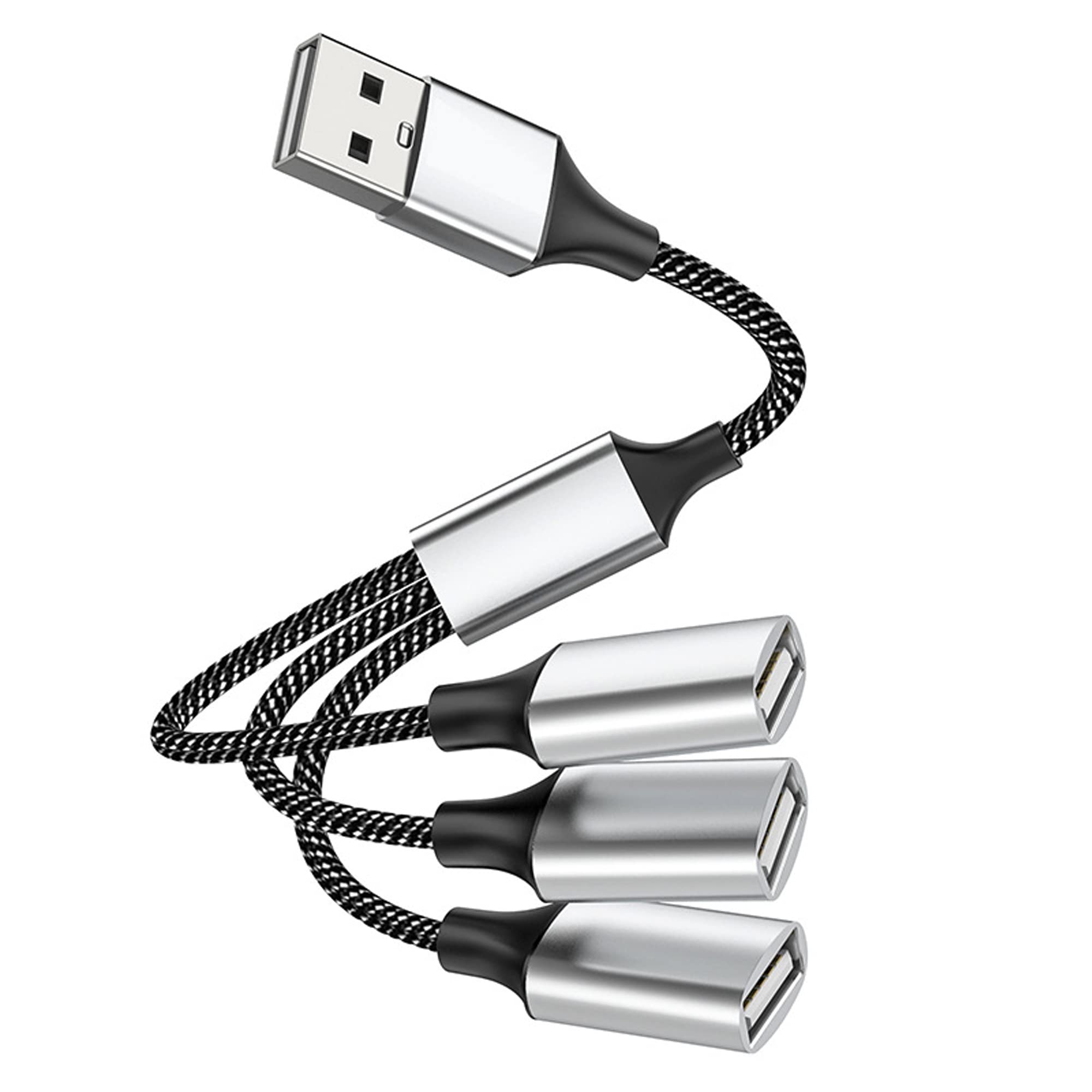 MEIRIYFA 3-in-1 USB 2.0 Splitter Cable - USB A Male to 3 Female Port Extender Hub for Fast Charging & Data Transfer - Compatible with Smartphones, PC, Laptop, Car - 50cm/1.6ft OTG Adapter - Perfect for Home, Office & Travel Charging Needs