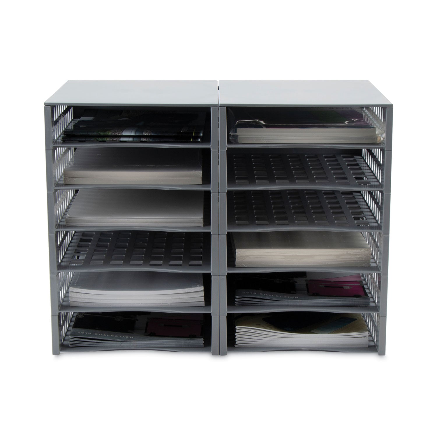 Advantus Snap Configurable Tray System - 12 Compartments Organizer, 22.75 x 9.75 x 13 Inches, Gray Storage Bin for Office, Garage, Workshop & Craft Supplies