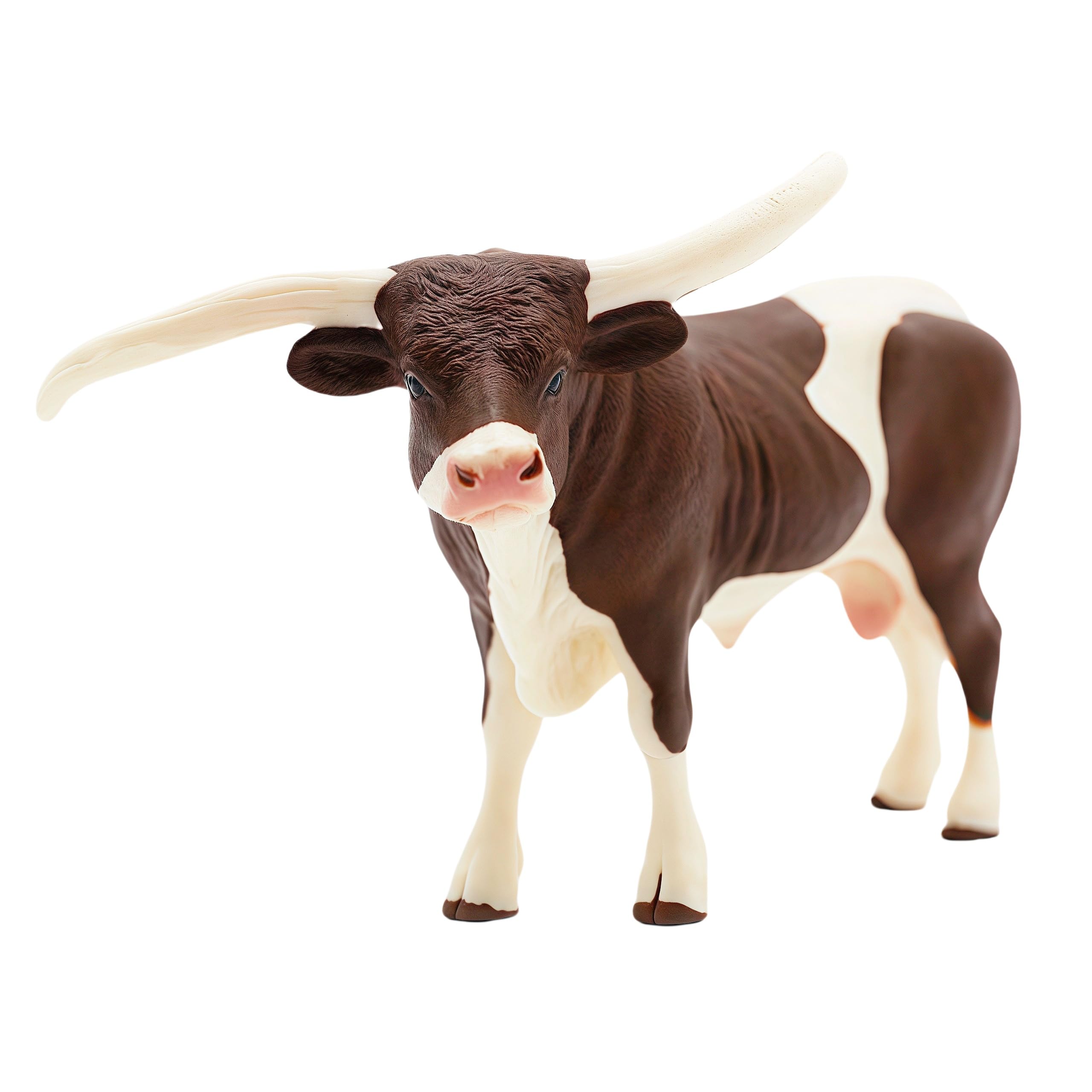 Gemini & Genius Farm Cow Animal Toy - 6 Inch Longhorn Cow Action Figure with Hand-Painted Details - Realistic & Durable Farm Animal Toy for Kids - Perfect Gift for Boys & Girls - Great for Farm Playsets, Educational Learning & Pretend Play