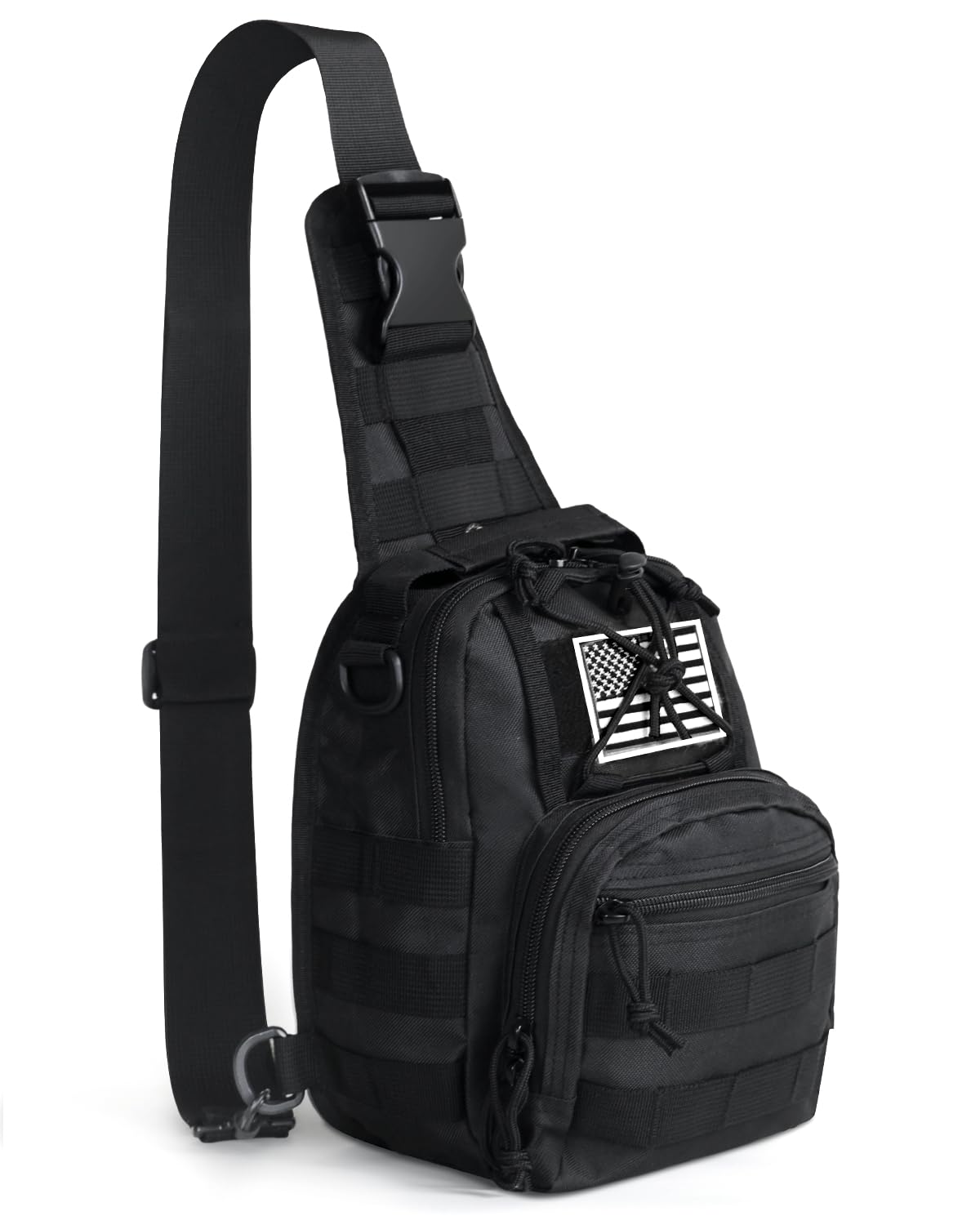 Tactical Sling Bag for Men - Military Crossbody Chest Pack - Durable EDC Shoulder Backpack for Hunting, Hiking, Fishing, Camping & Outdoor Adventures - Perfect for Travel, Cycling & Range Gear (Black)