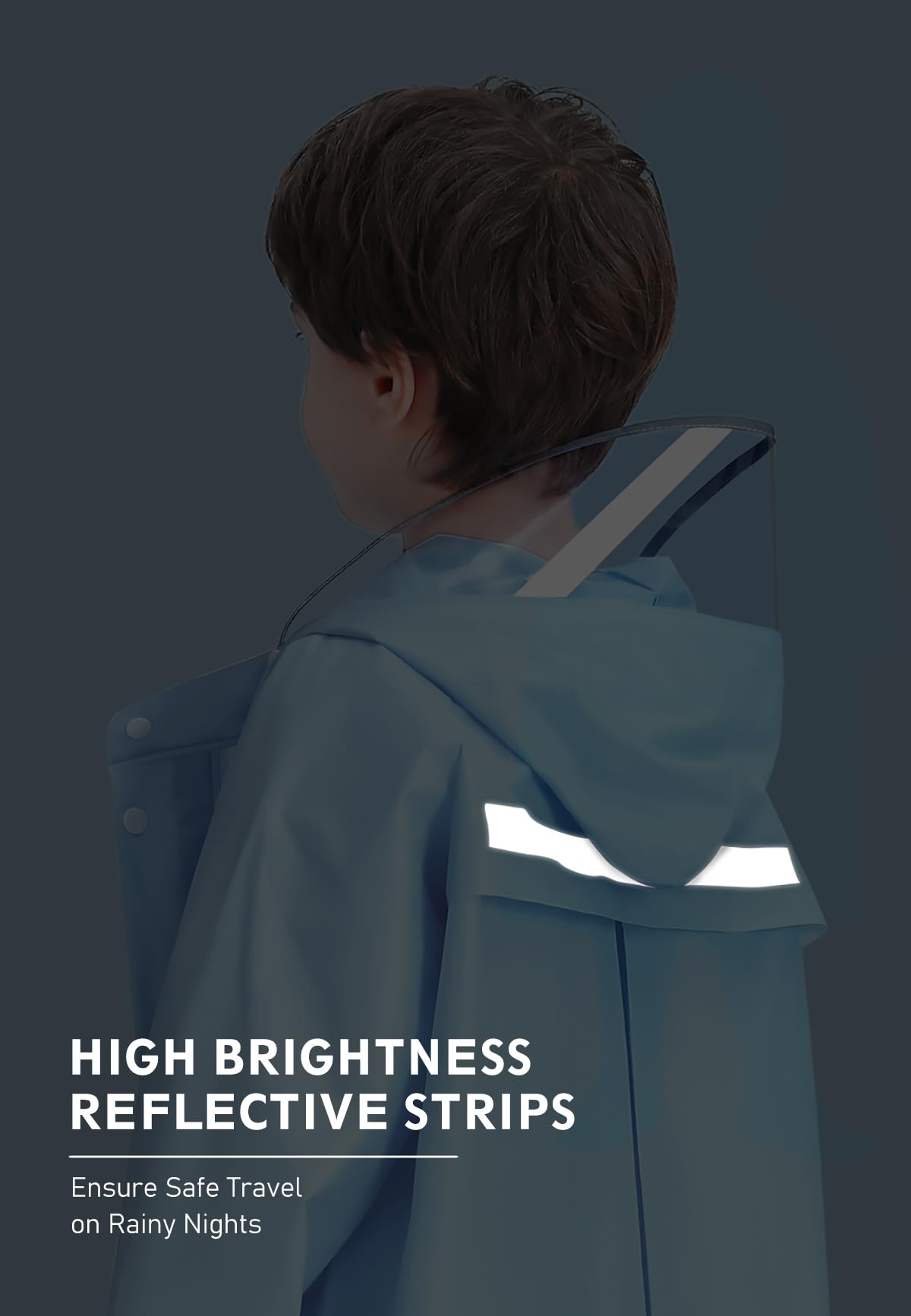 Kids Raincoat with Backpack Pocket - Boys & Girls Waterproof Rain Poncho Jacket with Reflective Strip for School & Outdoor Play