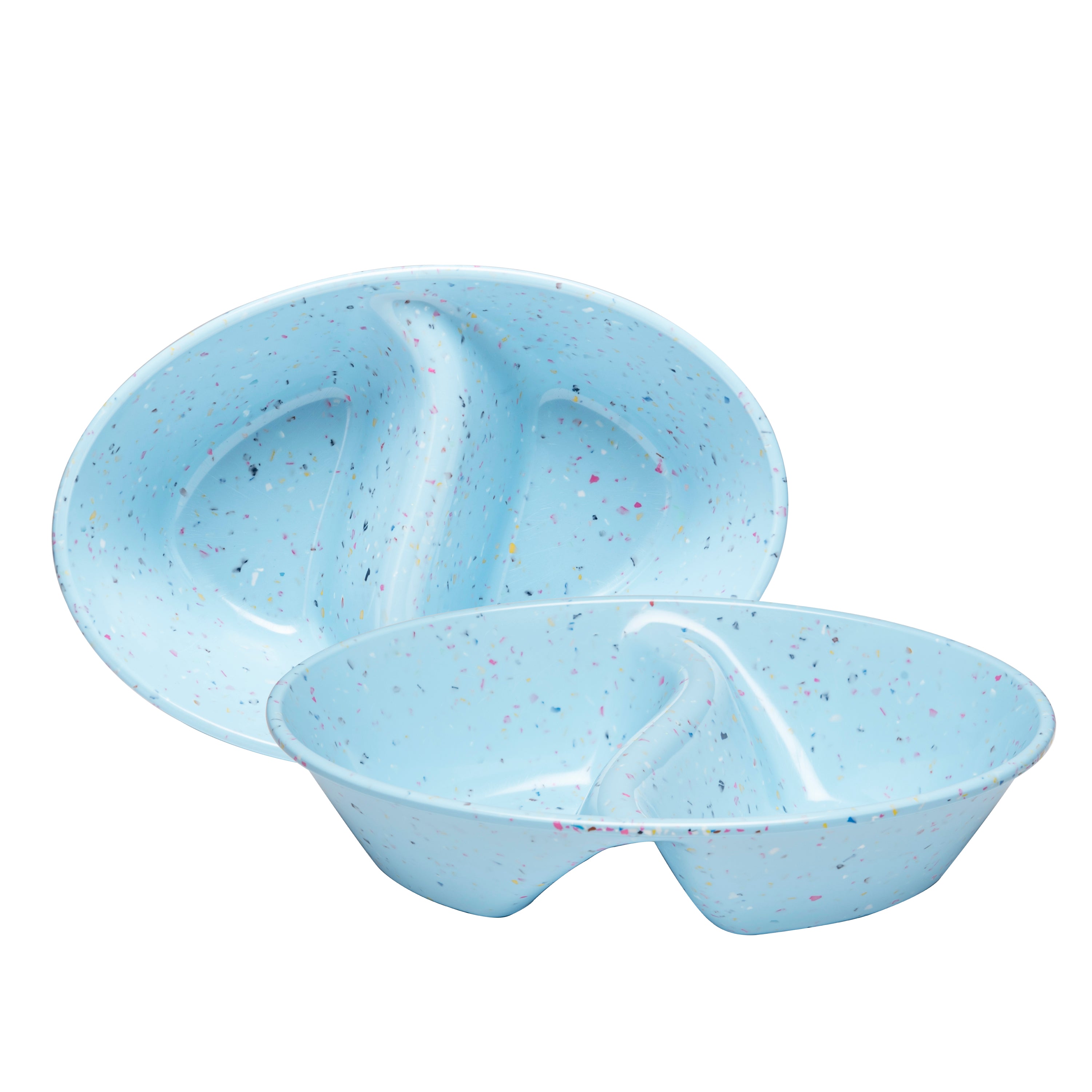 2PC Confetti Divided Serving Dish - Blue Ceramic Appetizer Platter for Parties, Snacks, and Charcuterie | Perfect for Entertaining, Weddings, and Holiday Gatherings