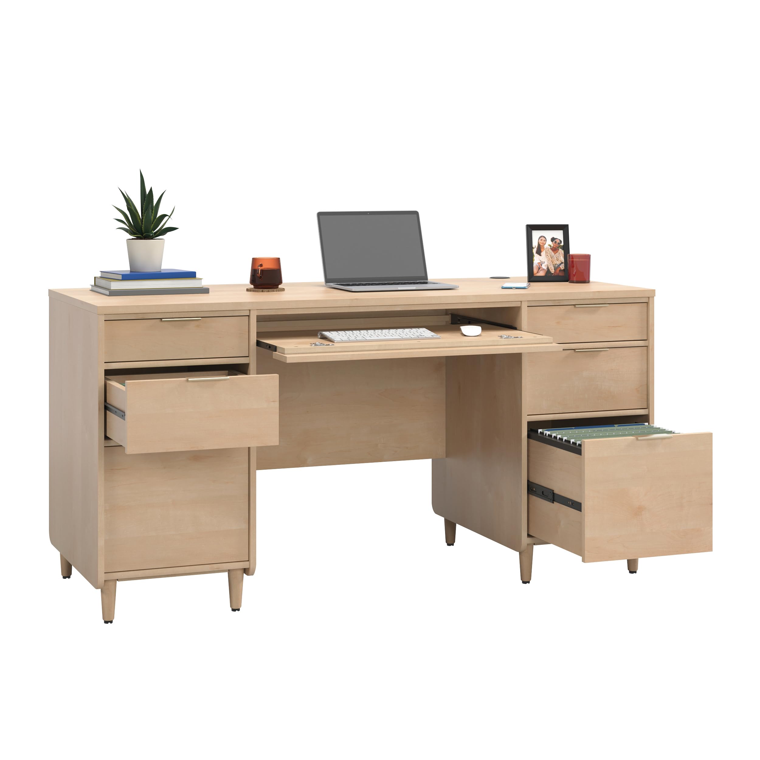 Sauder Clifford Place Commercial Office Executive Desk - Natural Maple Finish - Perfect for Home Office, Business, and Professional Workspaces