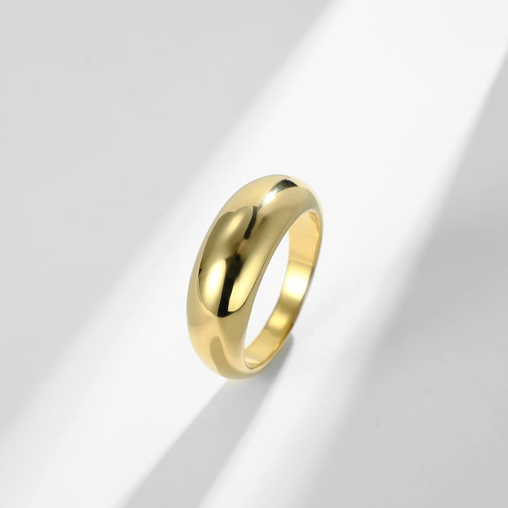 ALEXTINA Chunky Dome Ring for Women - Stainless Steel Statement Ring in Silver & Gold - Minimalist Stackable Jewelry - Fashion Gift for Her - Perfect for Everyday Wear, Parties & Special Occasions