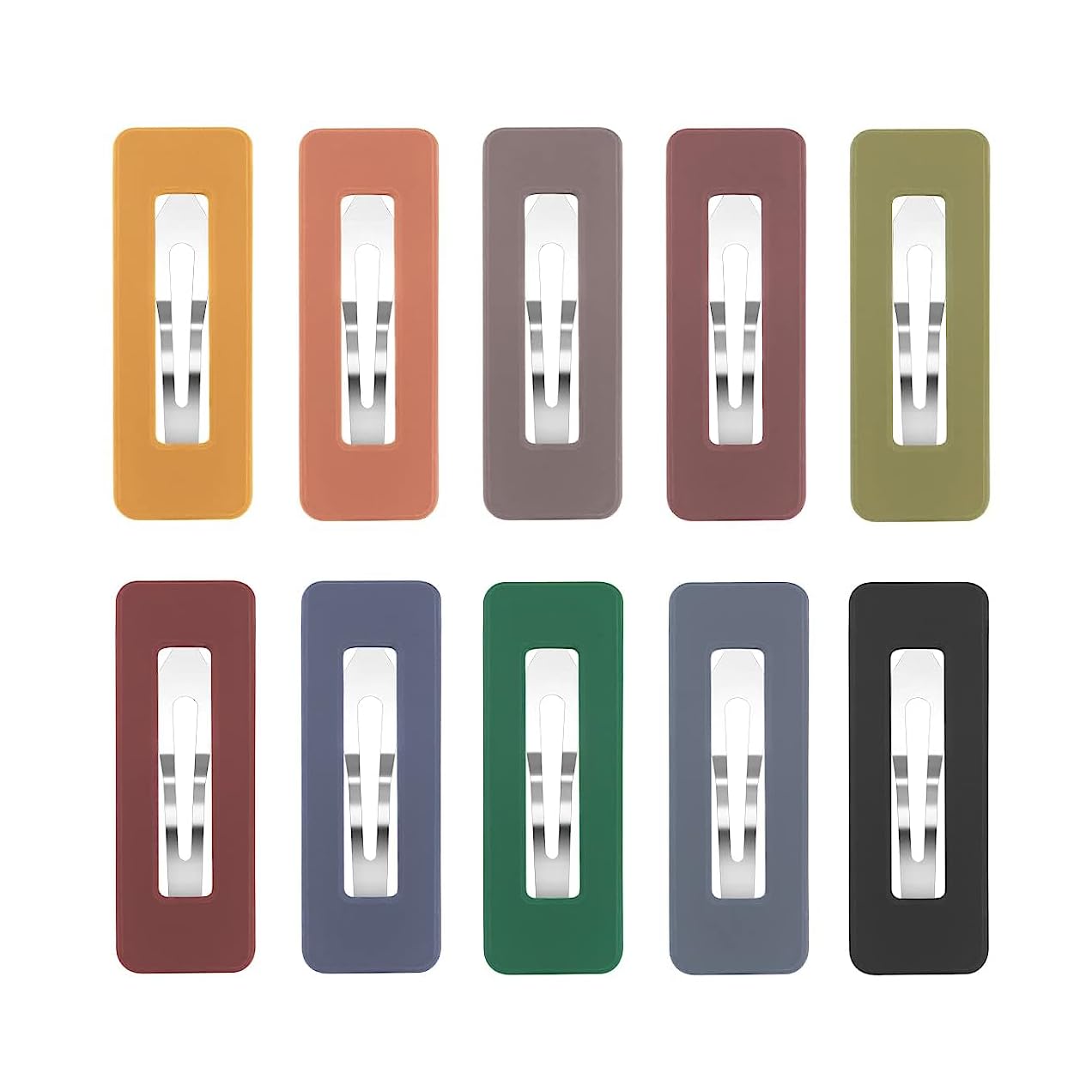 REhair 10 Pack Acrylic Metal Snap Hair Clips for Women & Girls - Matte Hair Barrettes & Fashion Hairpins for Teens (Hollow Rectangular Design) - Perfect for School, Work, Parties & Everyday Styling
