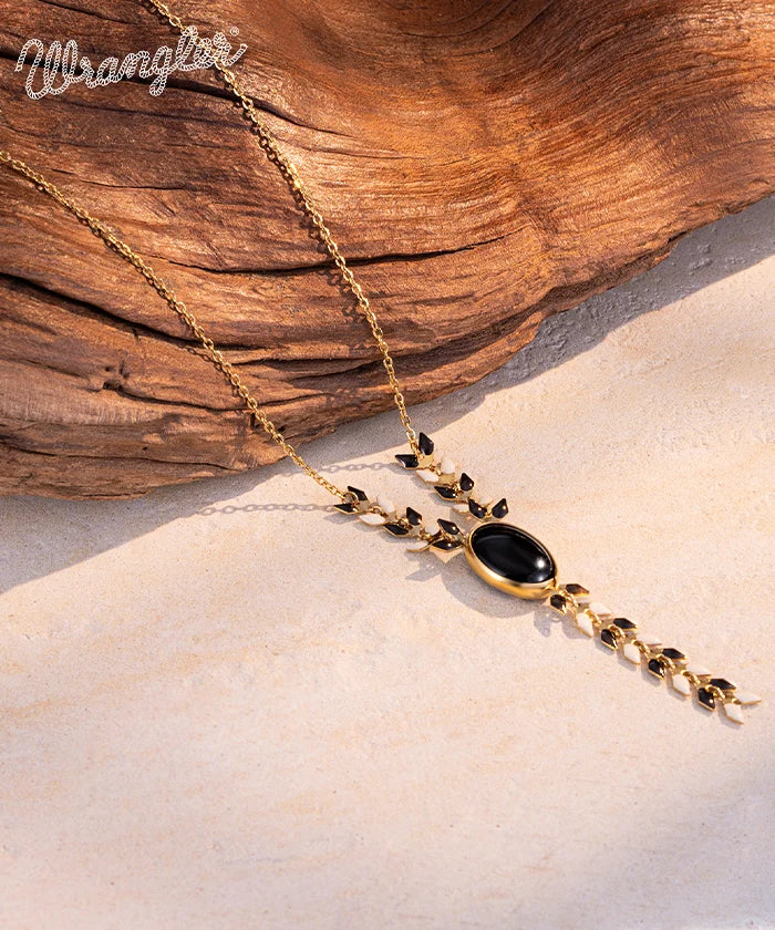 Wrangler Demeter’s Orb Onyx Necklace for Women - Elegant Black Gemstone Pendant Jewelry - Perfect for Gifts, Parties & Everyday Wear