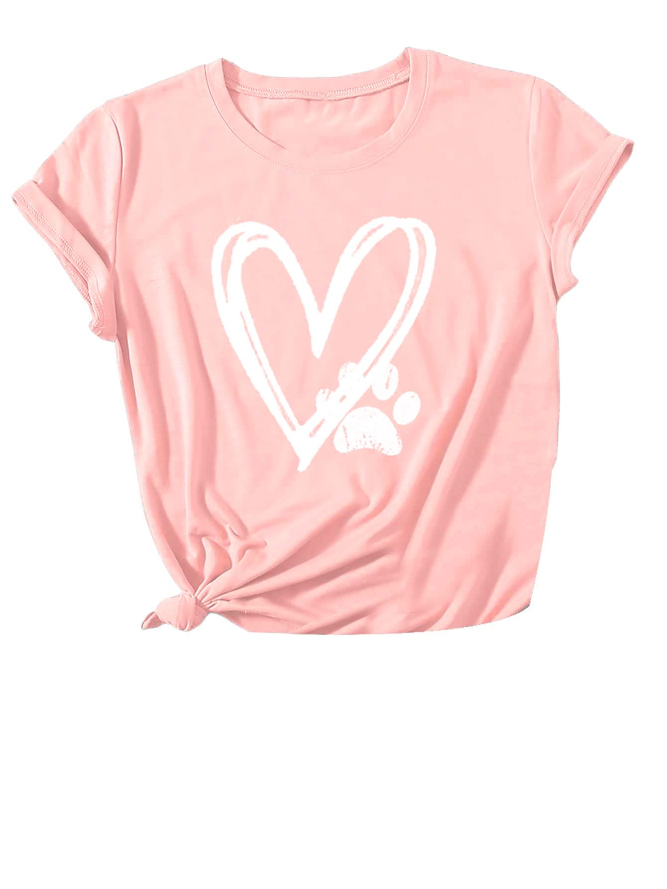 Funny Dog Mom T-Shirts for Women - Cute Heart Print Summer Short Sleeve Tee (Black) | Perfect for Dog Lovers, Pet Owners & Casual Wear