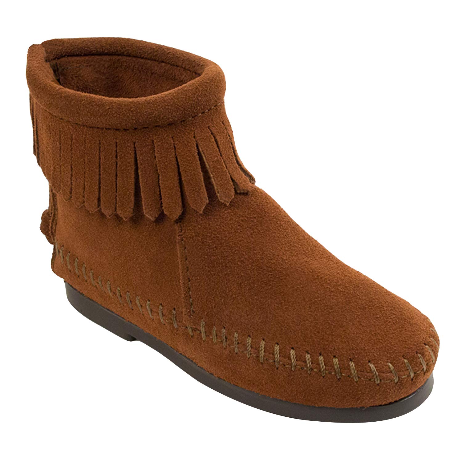Minnetonka Back Zipper Boots for Kids - Soft Leather Ankle Booties with Easy Zipper Closure (Toddler/Little Kid/Big Kid) - Perfect for School, Playdates & Outdoor Adventures