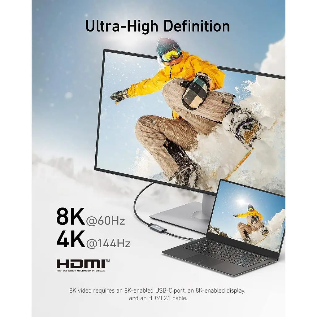 PowerExpand 518 USB C to HDMI Adapter - 8K@60Hz & 4K@144Hz - Thunderbolt 3/4 Compatible - for MacBook Pro/Air, iPad Pro, Dell XPS, Surface Pro - Perfect for 4K Gaming, Home Theater & Office Presentations