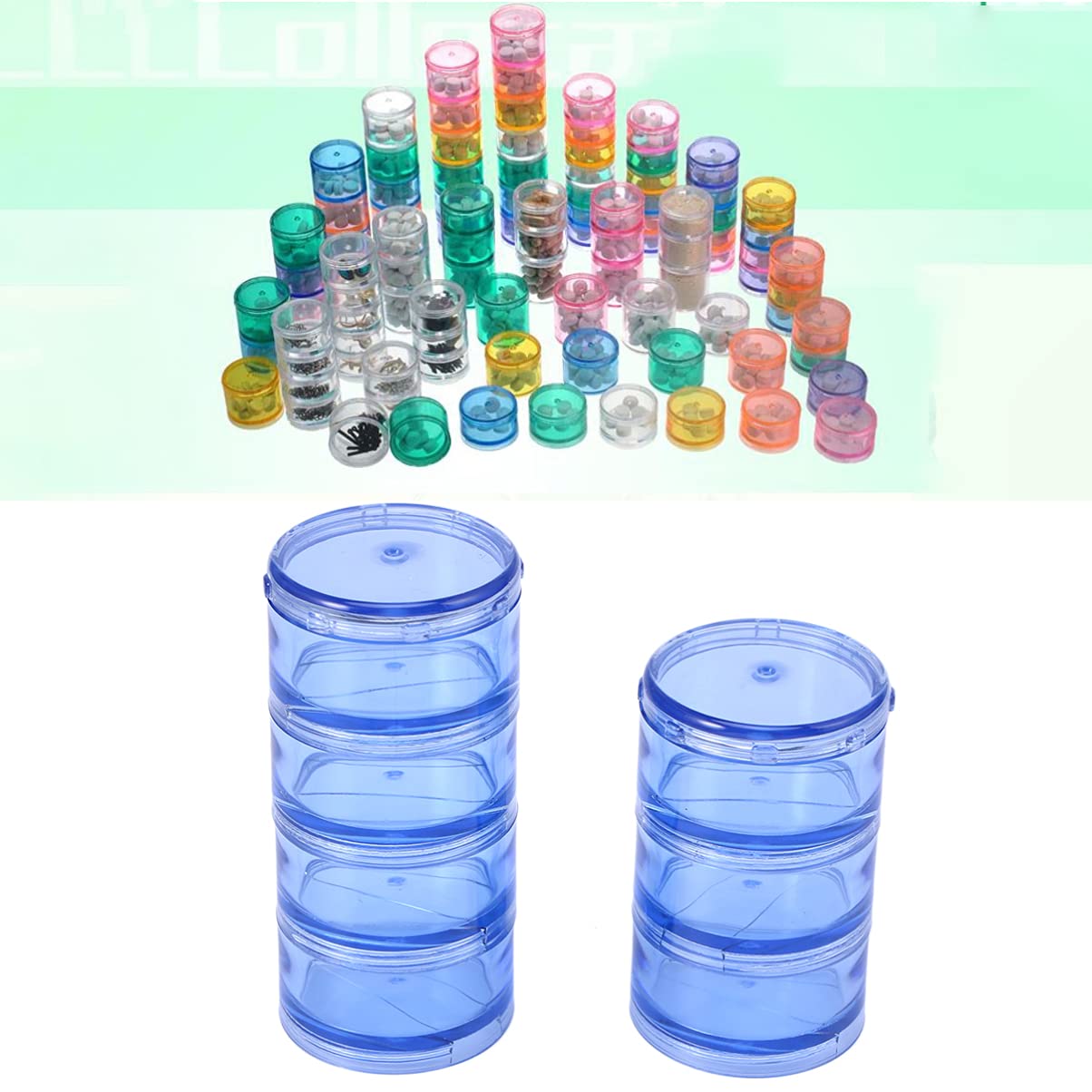 EXCEART 7-Day Pill Organizer Set - Portable Weekly Medicine Storage Box with Screw-Top Lids for Pills, Vitamins, Protein Powder & Travel Essentials | Perfect for Home, Office & Travel Use