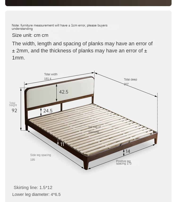 Premium Black Walnut Solid Wood Platform Bed Frame - Minimalist Modern Bedroom Furniture for Master Bedroom, Guest Room & Dorm Use