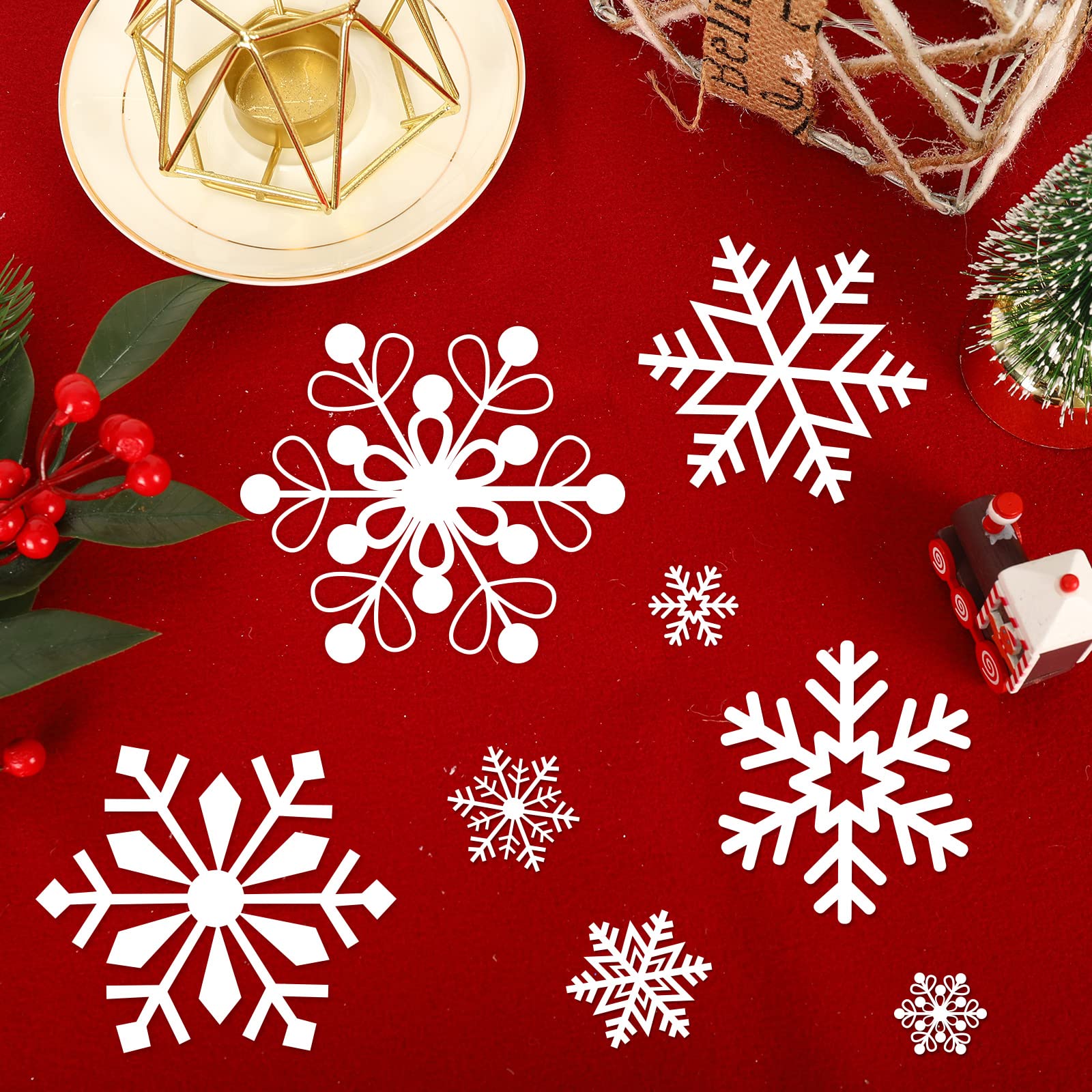 Whaline 4-Pack Christmas Iron-On Snowflake Patches - Heat Transfer Decals for Clothing, Fabric & DIY Crafts - Perfect for Winter Costumes, Holiday Decor & DIY Gift Projects