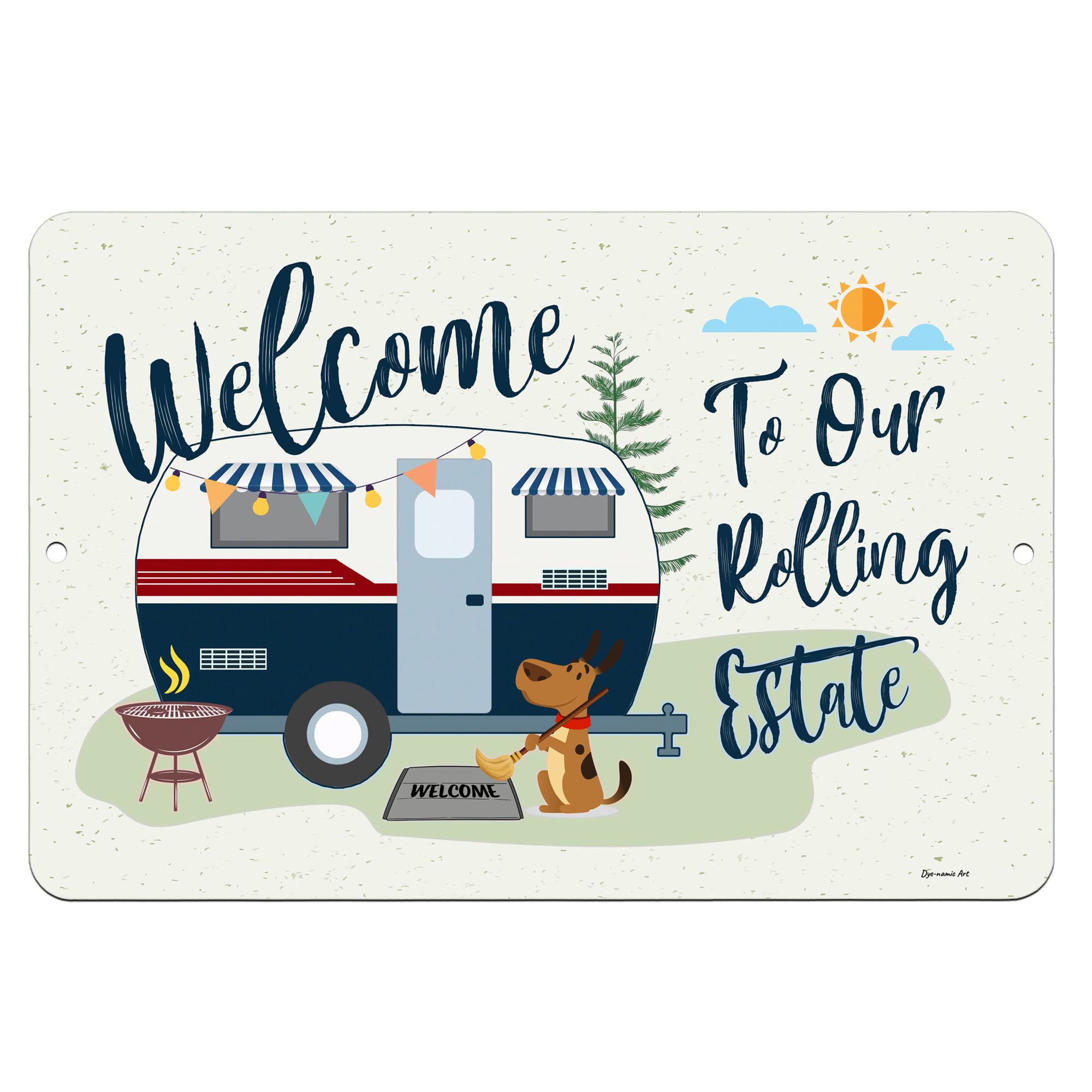 Rustic Metal Welcome Sign - 8x12 Inch Vintage Camping Decor for RVs, Travel Trailers & Outdoor Enthusiasts | Perfect for Camper Van, Cabin & Patio Decorations
