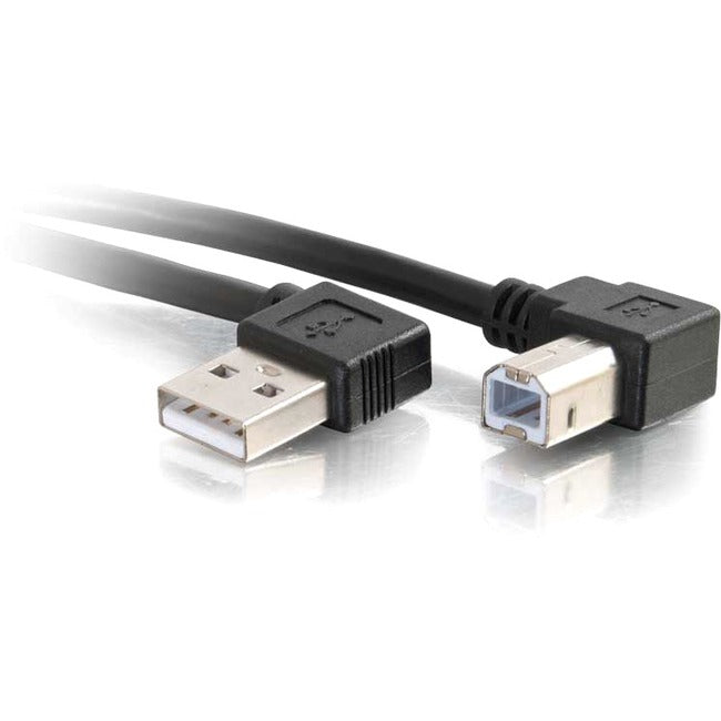 2M USB 2.0 Right Angle A/B Cable - Black (6.6Ft) High Speed Data Transfer for Printers, Scanners & External Hard Drives - Perfect for Office & Home Setup