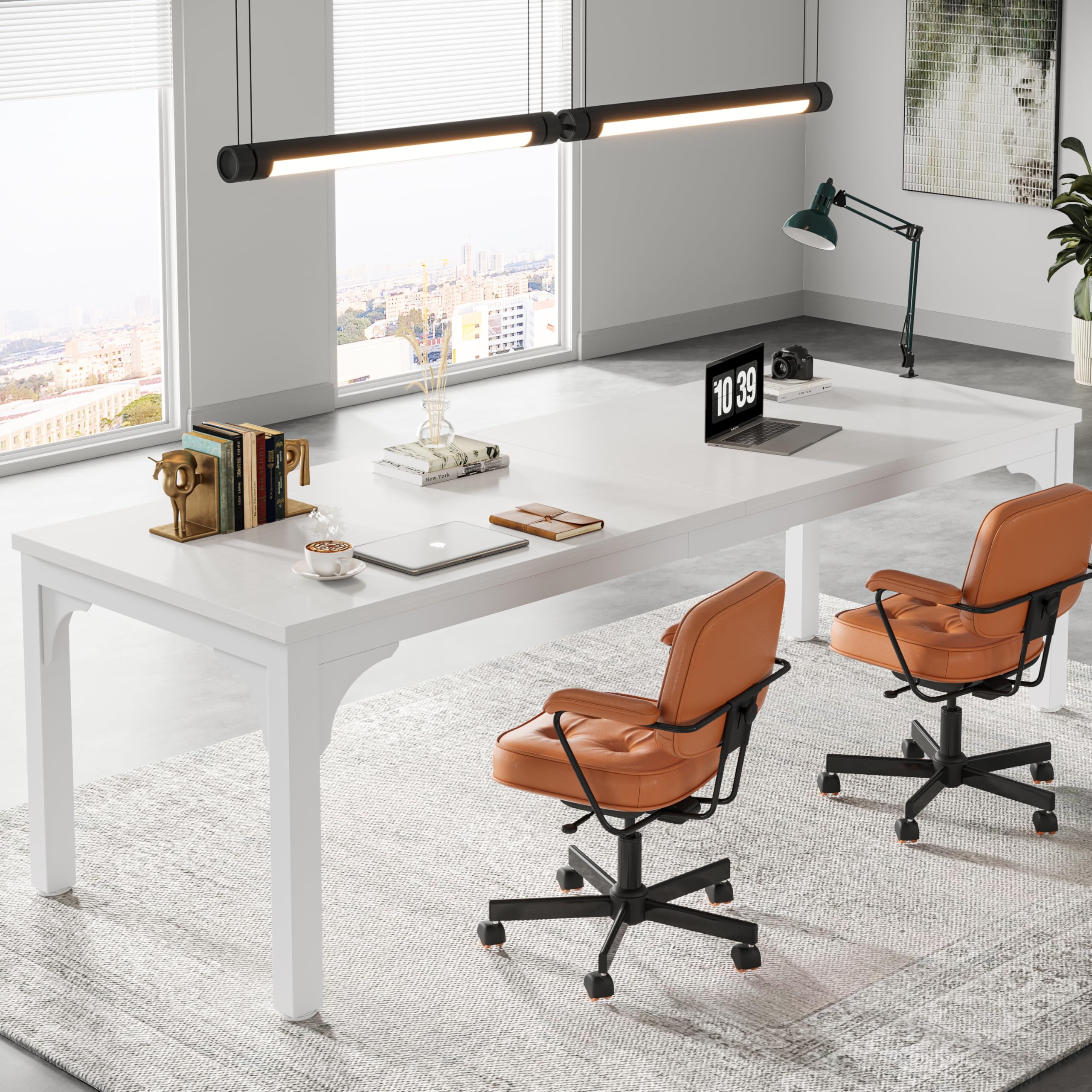 6.56 FT Large Rectangle Conference Table - Super Sturdy Meeting & Seminar Table for 6-8 People, White Business Desk - Perfect for Office Meetings, Team Collaboration & Conference Rooms