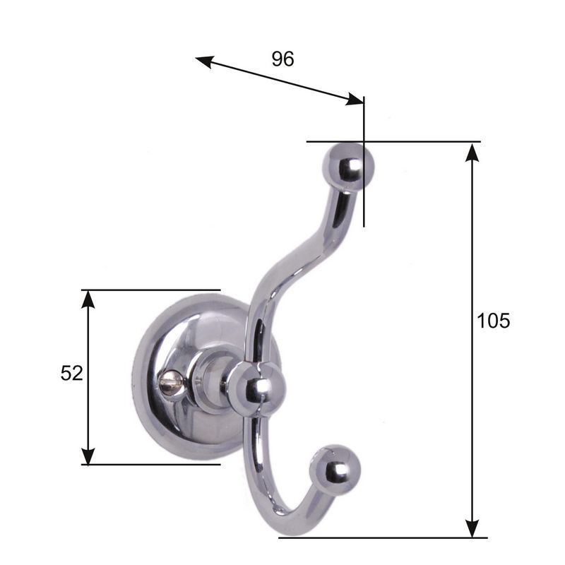 Krok Dubbelkrok Haga Brass Hooks - Heavy Duty Double Hook for Wall, Kitchen, Bathroom & Garage Organization