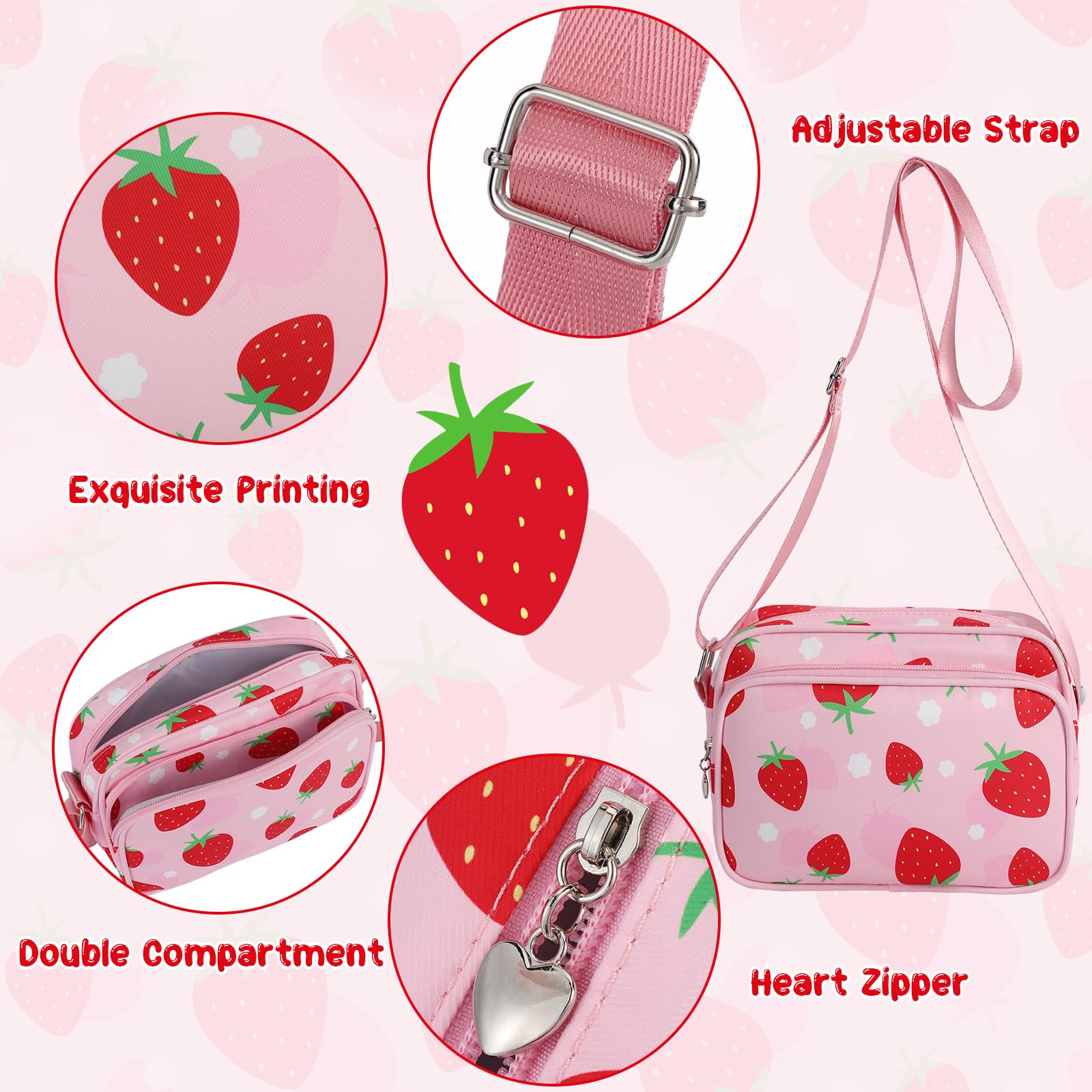 **Strawberry Crossbody Purse for Girls - Cute & Trendy Shoulder Bag for Kids, Best Birthday & Christmas Gift for 6 8 10 12 Year Old Girls - Perfect for School, Travel & Daily Use**