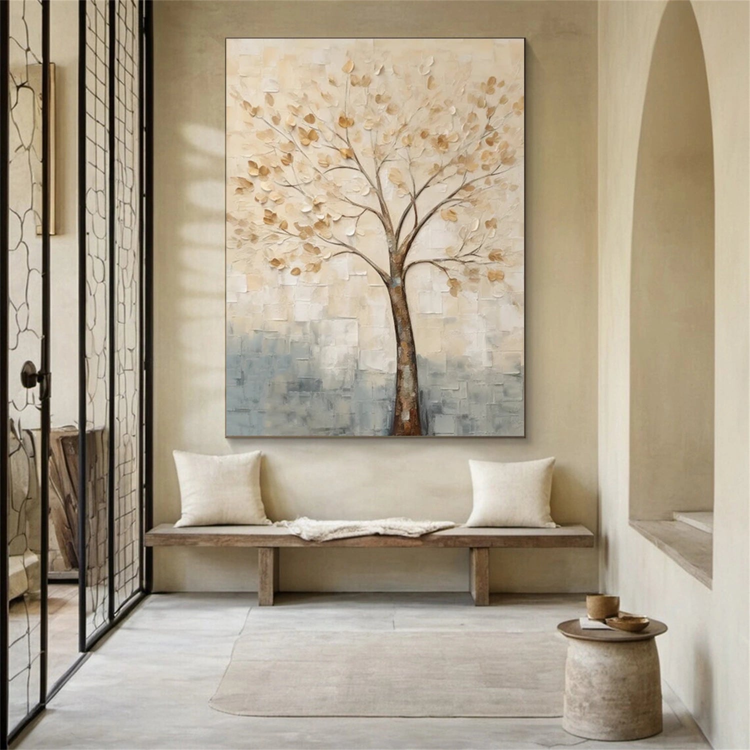 Flower and Tree Painting #FT 207 - Handmade Canvas Wall Art for Home & Office Decor - Perfect for Living Room, Bedroom, or Gift