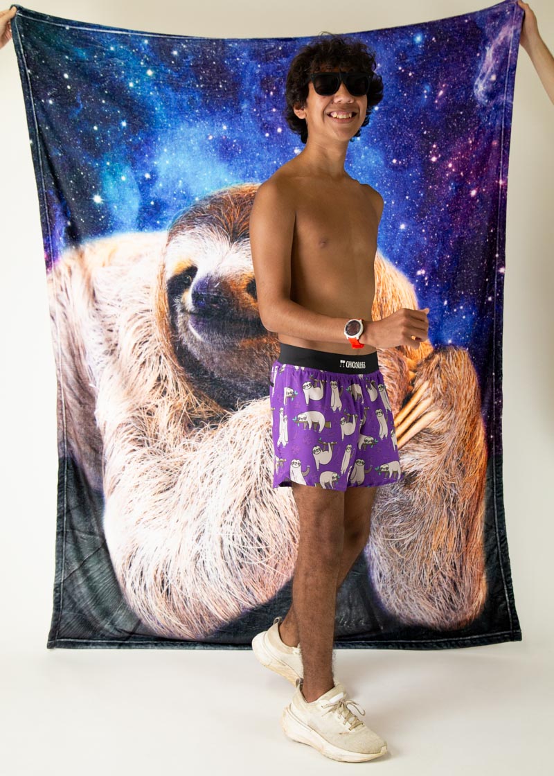 Men's Sloth Print 4-Inch Split Running Shorts - Lightweight & Breathable for Gym, Jogging & Summer Workouts