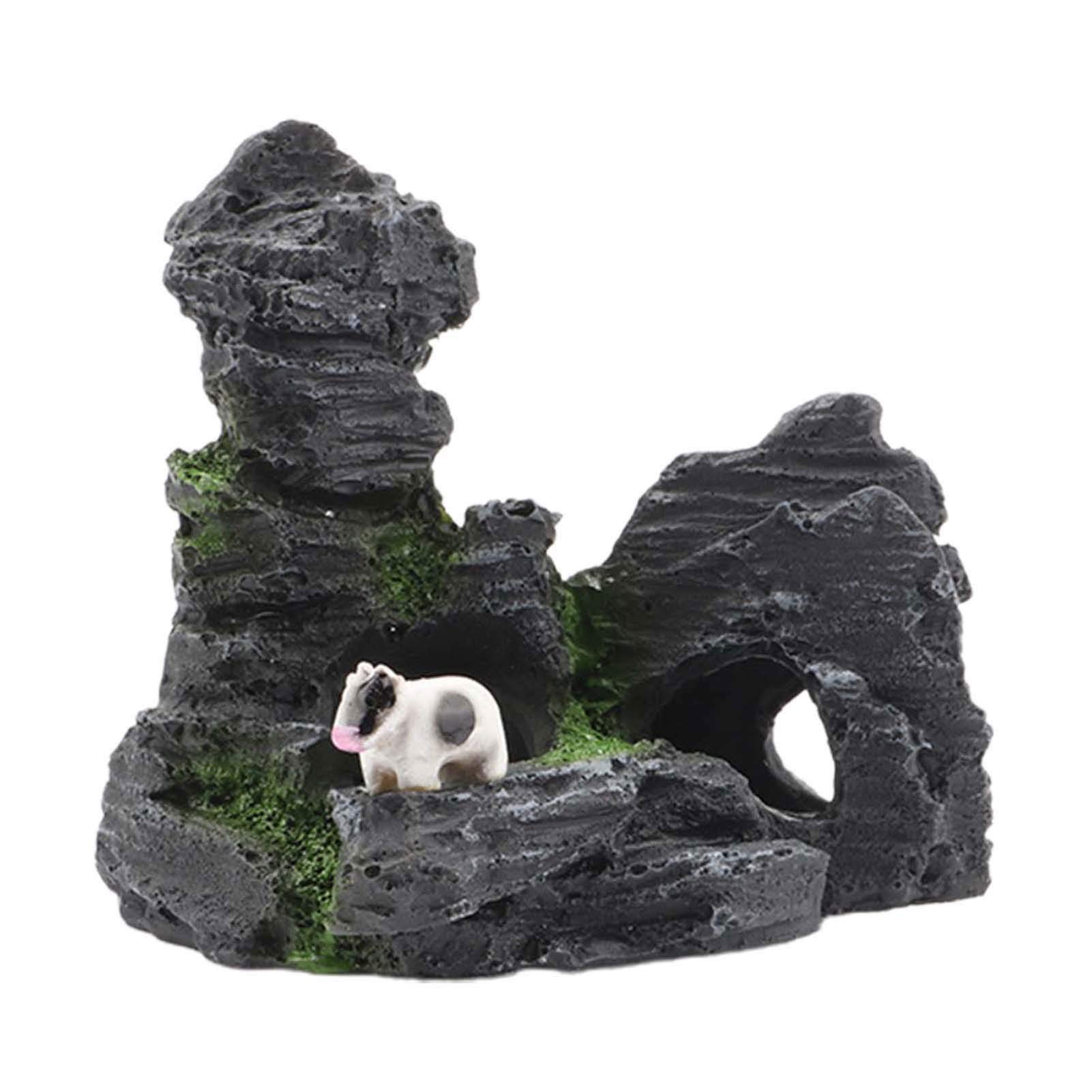 Barmi Aquarium Fish Tank Decorations - Realistic Resin Rockery Ornament with Cave Hideout for Tropical Fish | Natural Mountain View Underwater Landscape for Home & Office Aquariums | Perfect for Betta Fish, Goldfish & Small Aquatic Pets