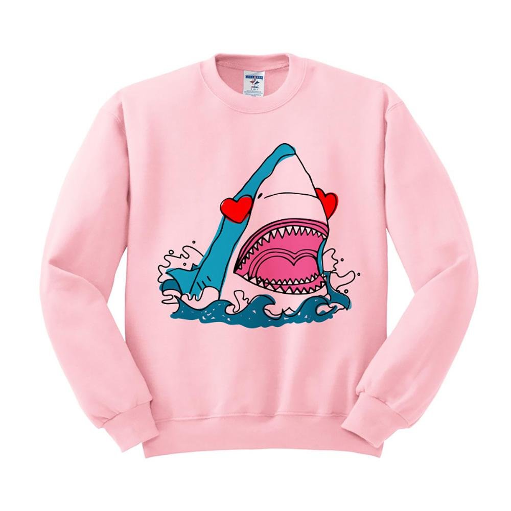 Love Shark Unisex Sweatshirt - Soft Comfortable Pullover for Casual Wear, Street Style, and Cozy Nights