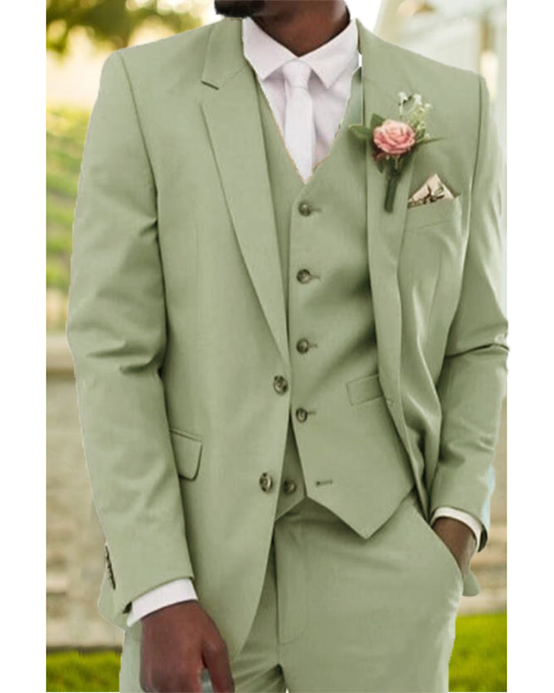 3-Piece Light Sage Green Groomsmen Suit Set for Wedding - Formal Spring Attire for Groomsmen, Best Man & Wedding Party - Perfect for Outdoor Ceremonies & Spring Weddings