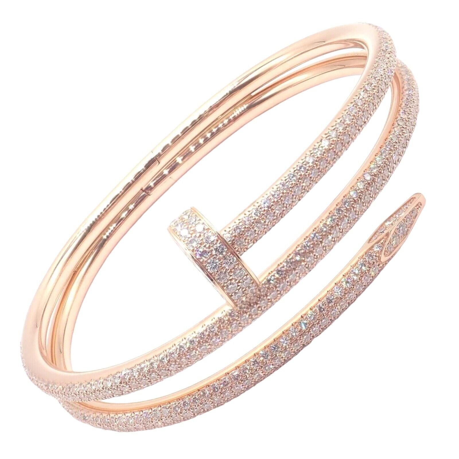 Cartier Juste un Clou 18K Rose Gold Diamond Bangle Bracelet - Size 16 - Luxury Nail Design Jewelry for Women - Perfect for Weddings, Anniversaries & Special Occasions