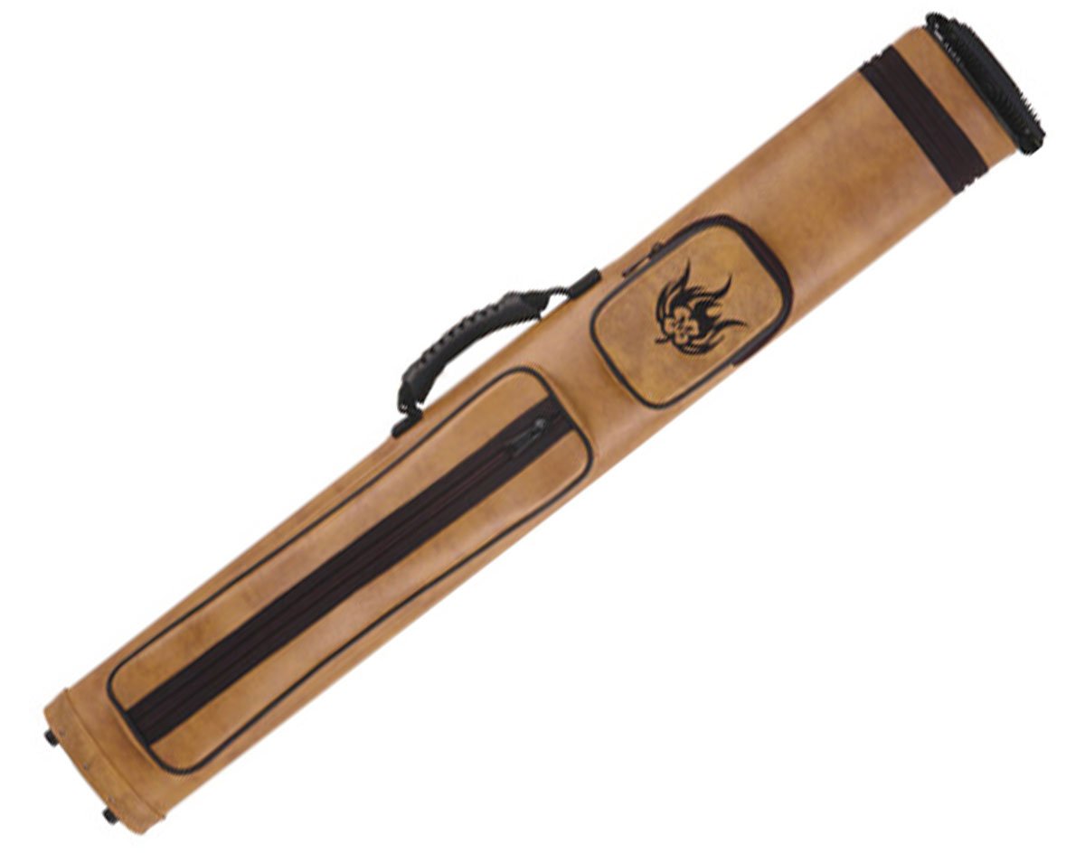 McDermott Wildfire Embossed 2x4 Faux Leather Hard Pool Cue Case - Brown | Durable Billiard Accessories for Professional & Home Use | Perfect for Tournaments, Bars & Game Rooms
