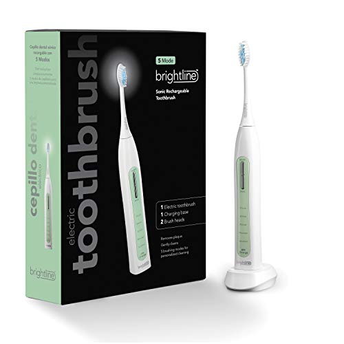 Brightline Rechargeable Sonic Electric Toothbrush for Adults - Mint Green | Ultra Clean Teeth & Gum Care | Perfect for Travel & Home Use