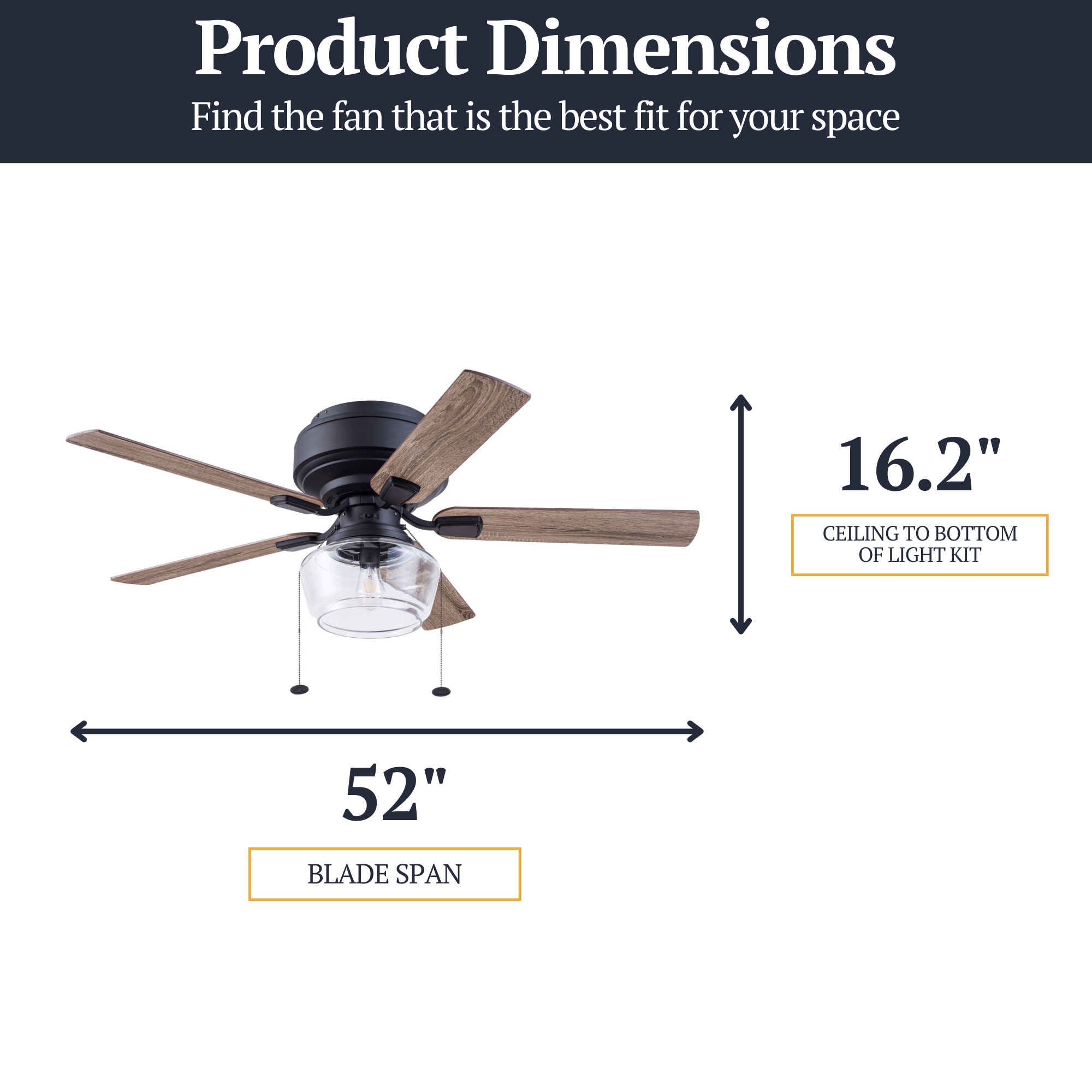 52 Inch MaCenna Ceiling Fan with Pull Chain - Matte Black Finish, Quick Attach™ Technology for Easy Installation - Perfect for Living Room, Bedroom & Outdoor Spaces
