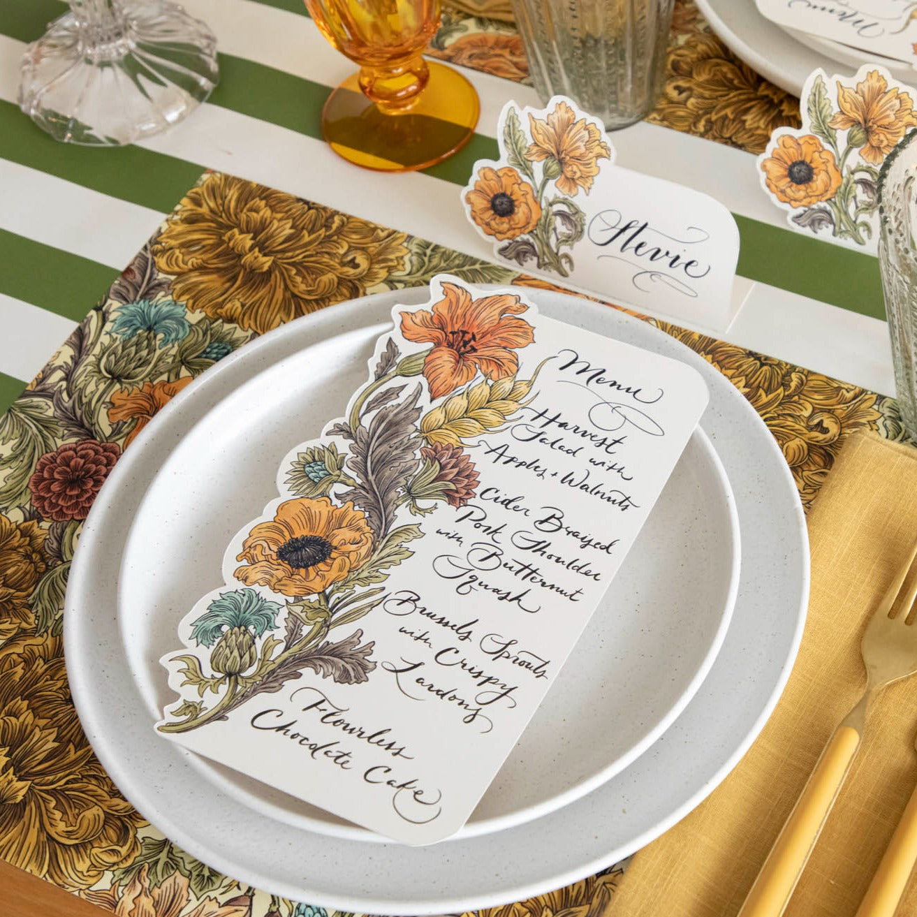 Elegant Autumn Acanthus Table Cards - Perfect for Weddings, Parties, and Holiday Decorations