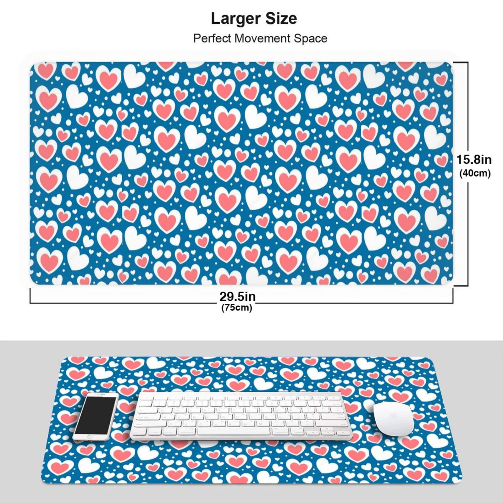 Romantic Heart-Shaped Mouse Pad - Extended Rubber Gaming Mouse Mat for PC, Laptop & Office Desk (Perfect for Valentine's Gift, Gaming Setup & Workstation Decor)