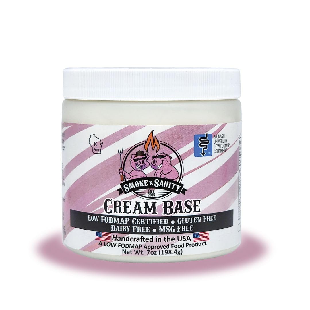 Smoke n Sanity SnS Cream Base - Monash Certified Low FODMAP, Gluten Free, Kosher, Dairy Free & MSG Free (7 oz Jar) - Perfect for IBS-Friendly Cooking & Baking