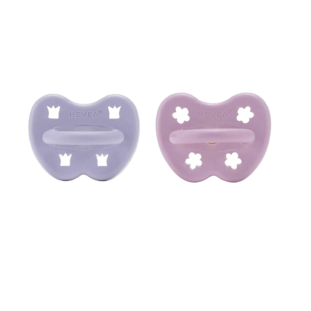 Hevea Baby Natural Rubber Round Pacifier 2-Pack for Newborns 0-36 Months | BPA-Free, Orthodontic Soother for Breastfed Babies | Perfect for Daycare, Travel & Sleep Comfort