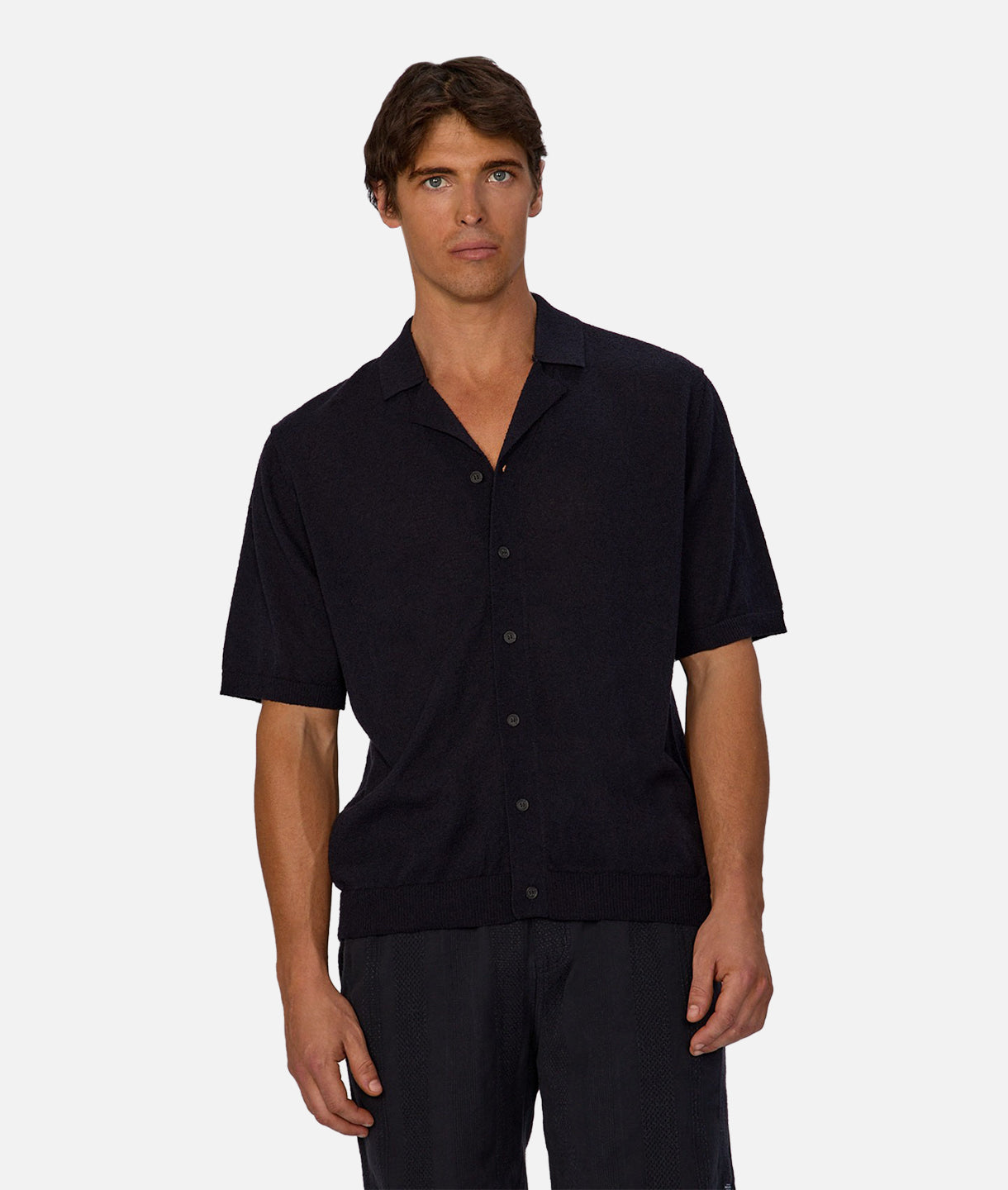 Dali Short Sleeve Shirt for Men - Navy Blue Casual Button Down Shirt - Perfect for Office, Business, and Summer Outings