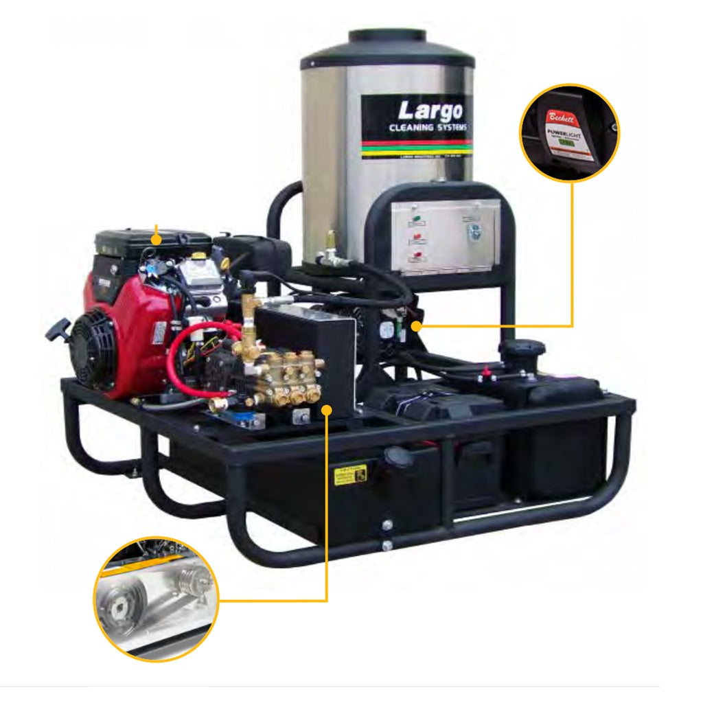 Honda Belt Drive Hot Water Pressure Washer 3500 PSI 5.2 GPM with Diesel Burner - Heavy Duty Cleaning for Industrial, Construction & Fleet Maintenance