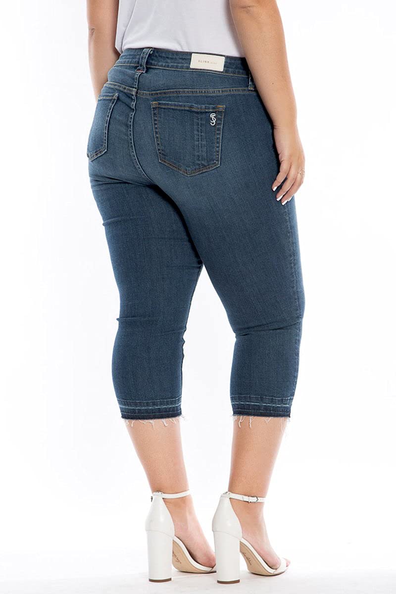 Premium Women's Plus Size Stretch Crop Jeans - 22