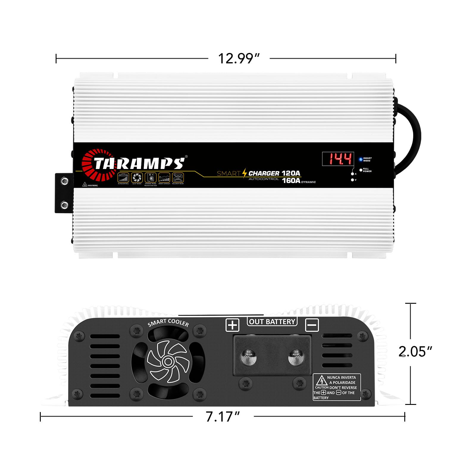 Taramps Smart 120/160A Battery Charger - 160A Dynamic Mode for Car Audio Systems - 2200W Max Power Output - Bivolt Automatic 127/220VAC - Perfect for High-Performance Car Audio & Vehicle Power Supply