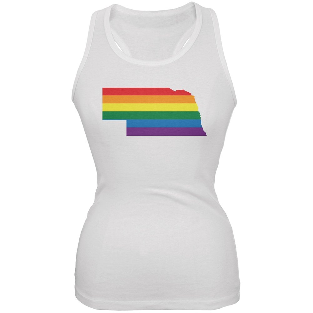 LGBT Pride Rainbow White Soft Tank Top for Women - Small | Lesbian Juniors T-Shirt for Everyday Wear & Pride Events