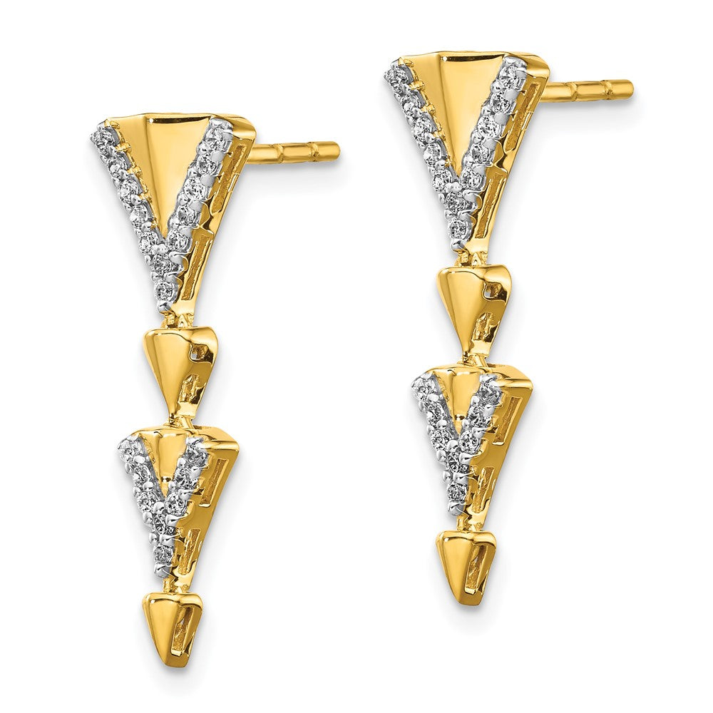 18K Gold Diamond Dangle Earrings for Women - Elegant Fancy Post Drop Earrings EM3901 020 YA - Perfect for Parties, Weddings & Special Occasions