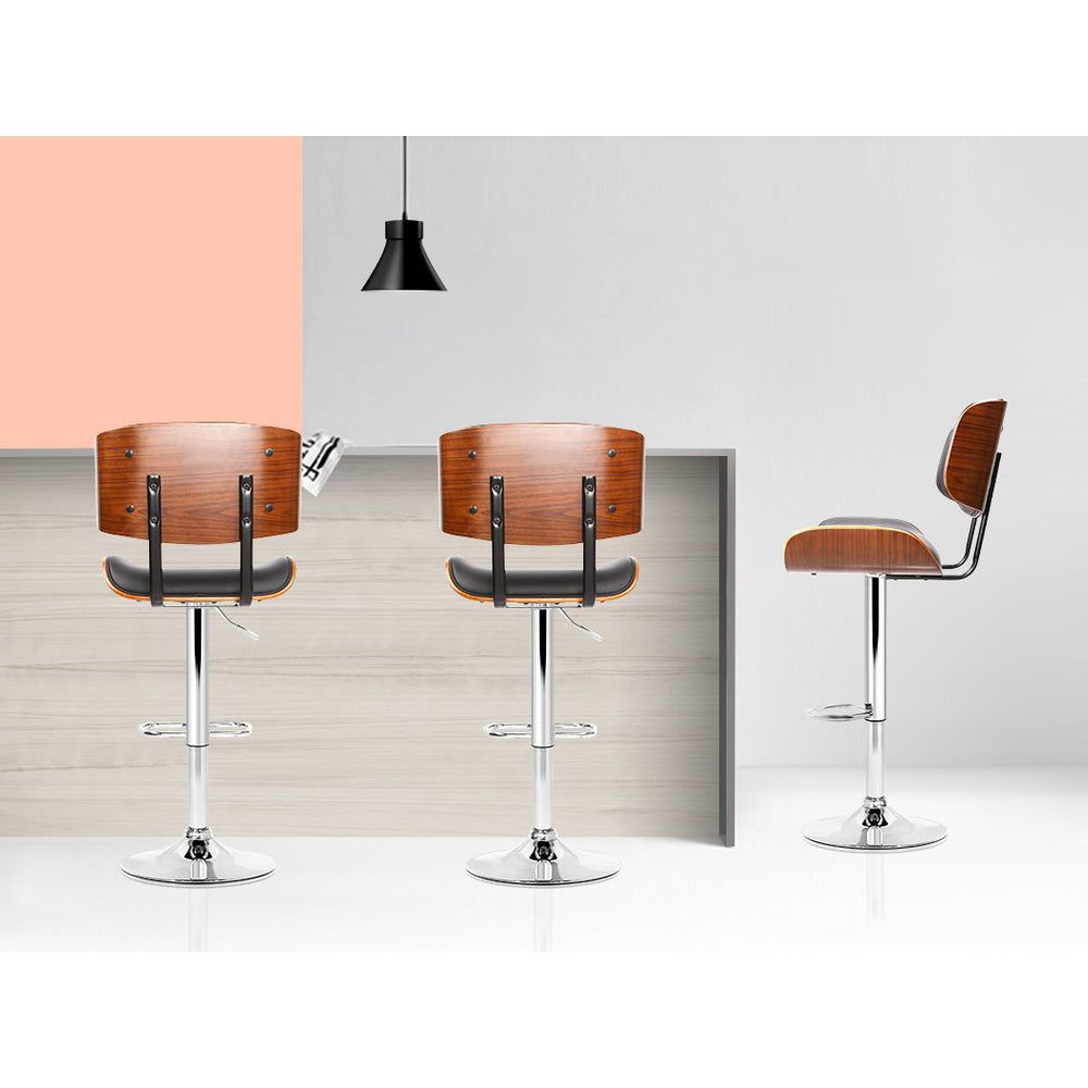 Adjustable Height 2-Pack Black Leather Bar Stools with Gas Lift Mechanism - Perfect for Kitchen Islands, Bars, and Home Decor