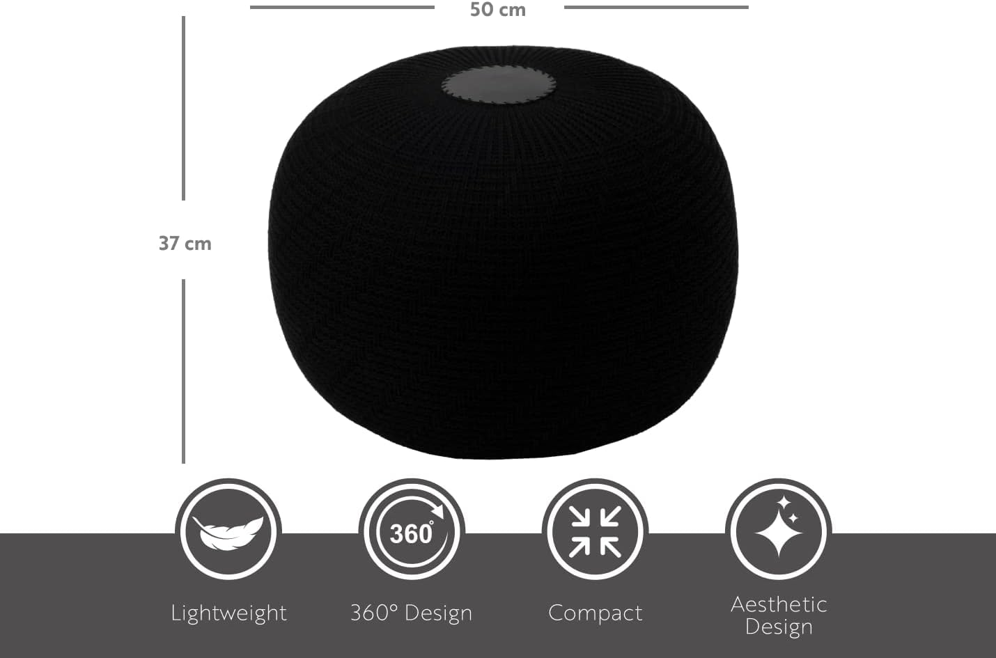 Large Round Knitted Ottoman Foot Stool - 20